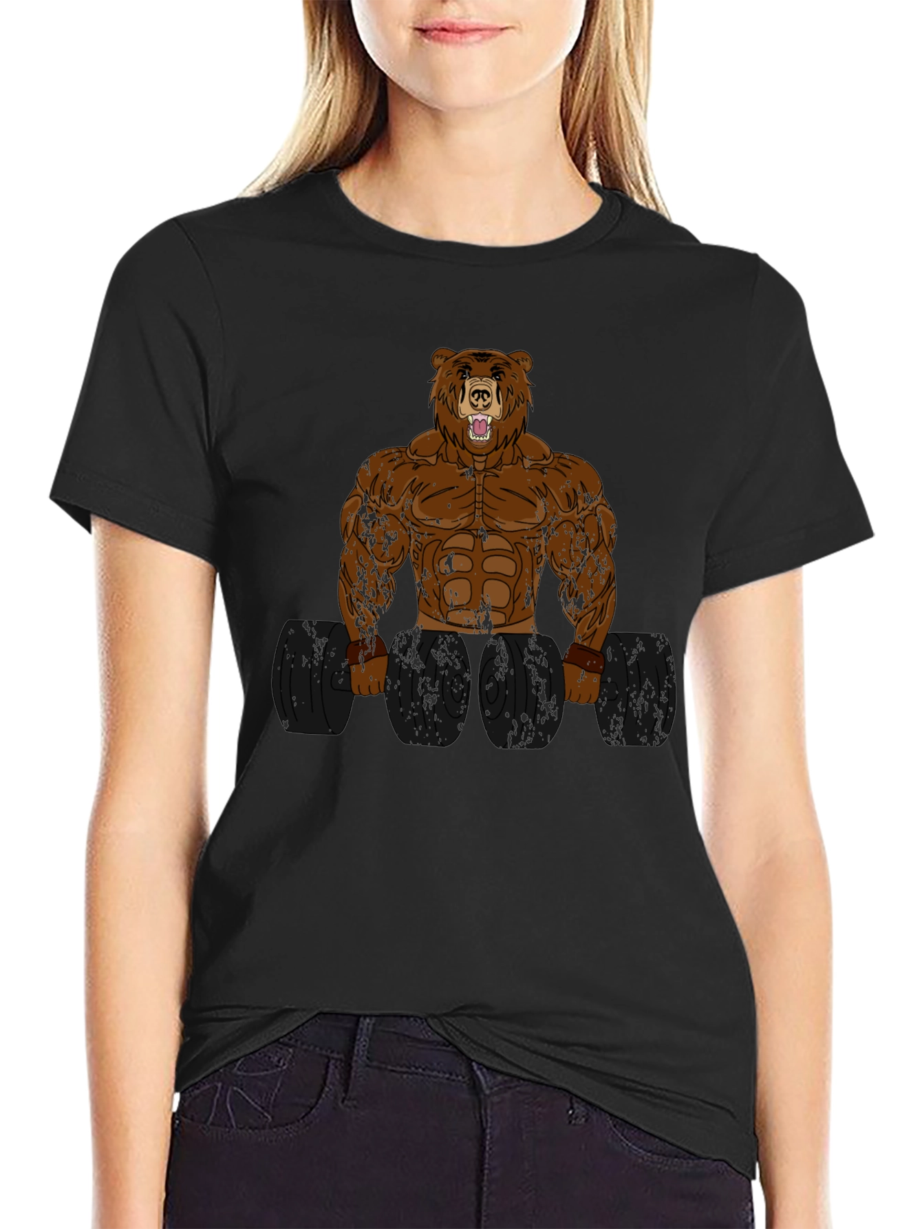 Bear Gym Workout Graphic Tee - Black