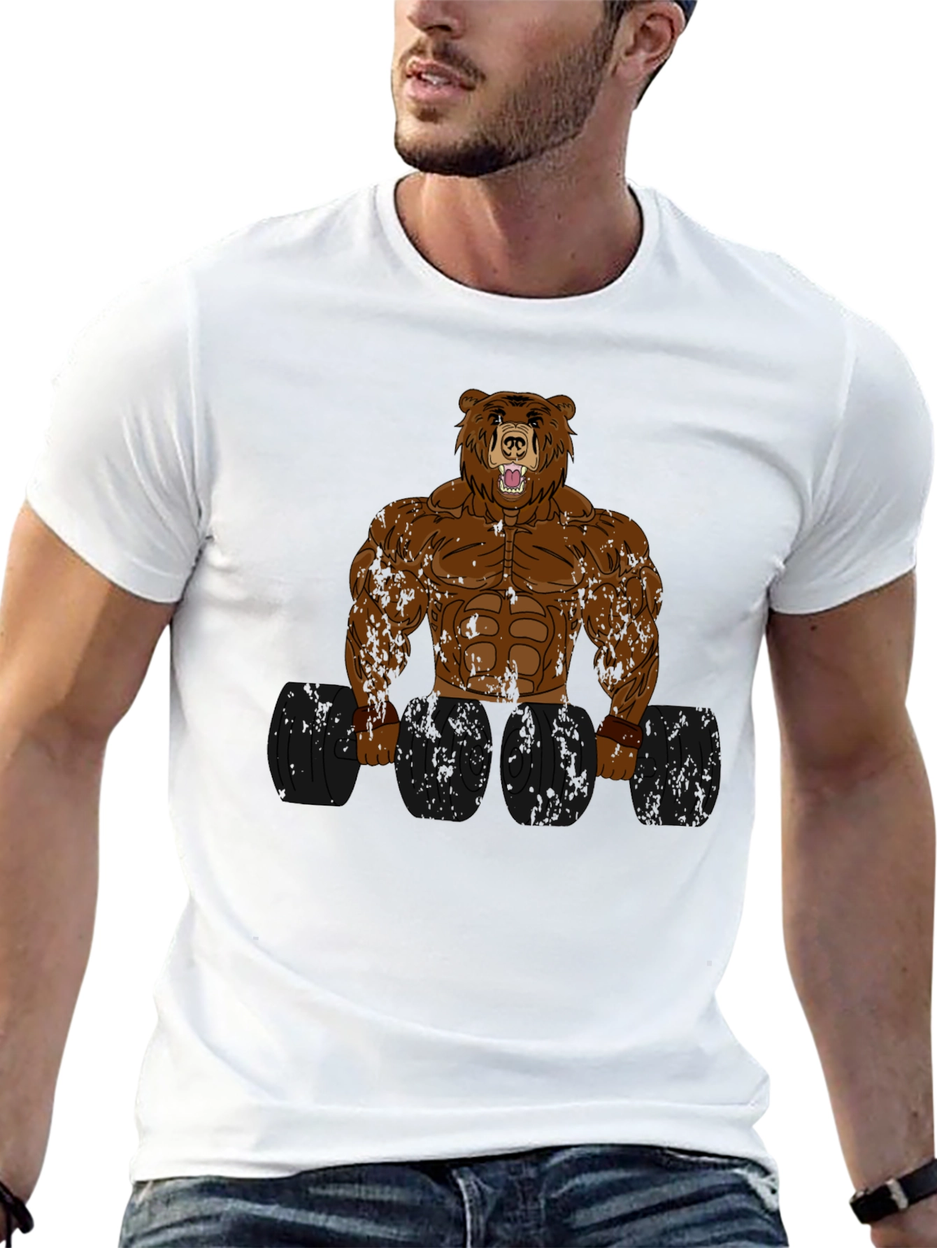 Bear Gym Workout Graphic Tee - Black
