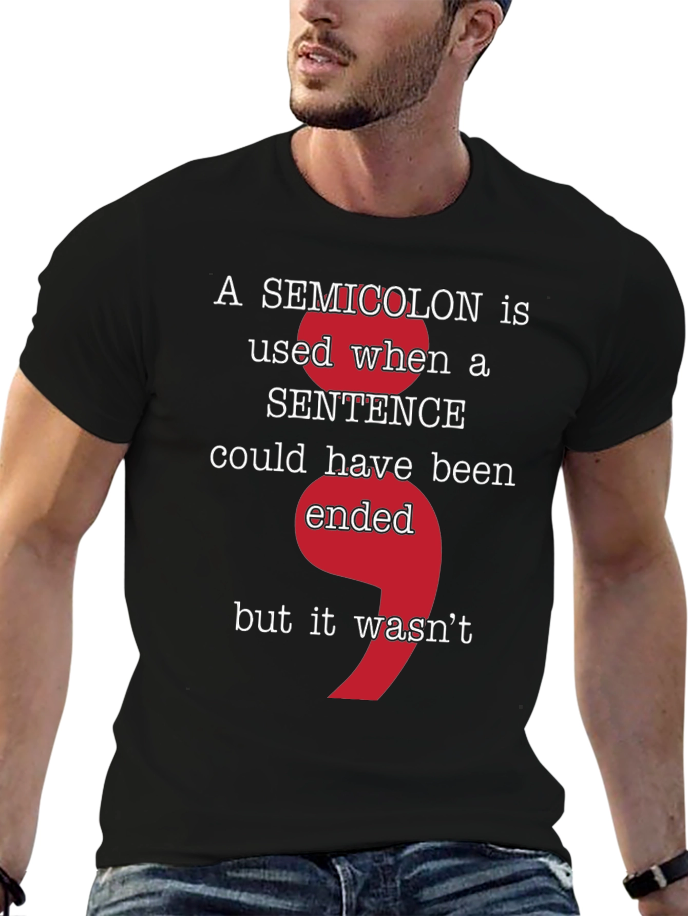 Semicolon Statement Tee - Grammar Matters T-Shirt