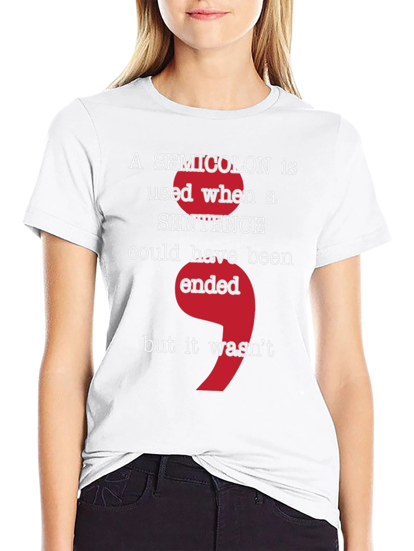 Semicolon Statement Tee - Grammar Matters T-Shirt
