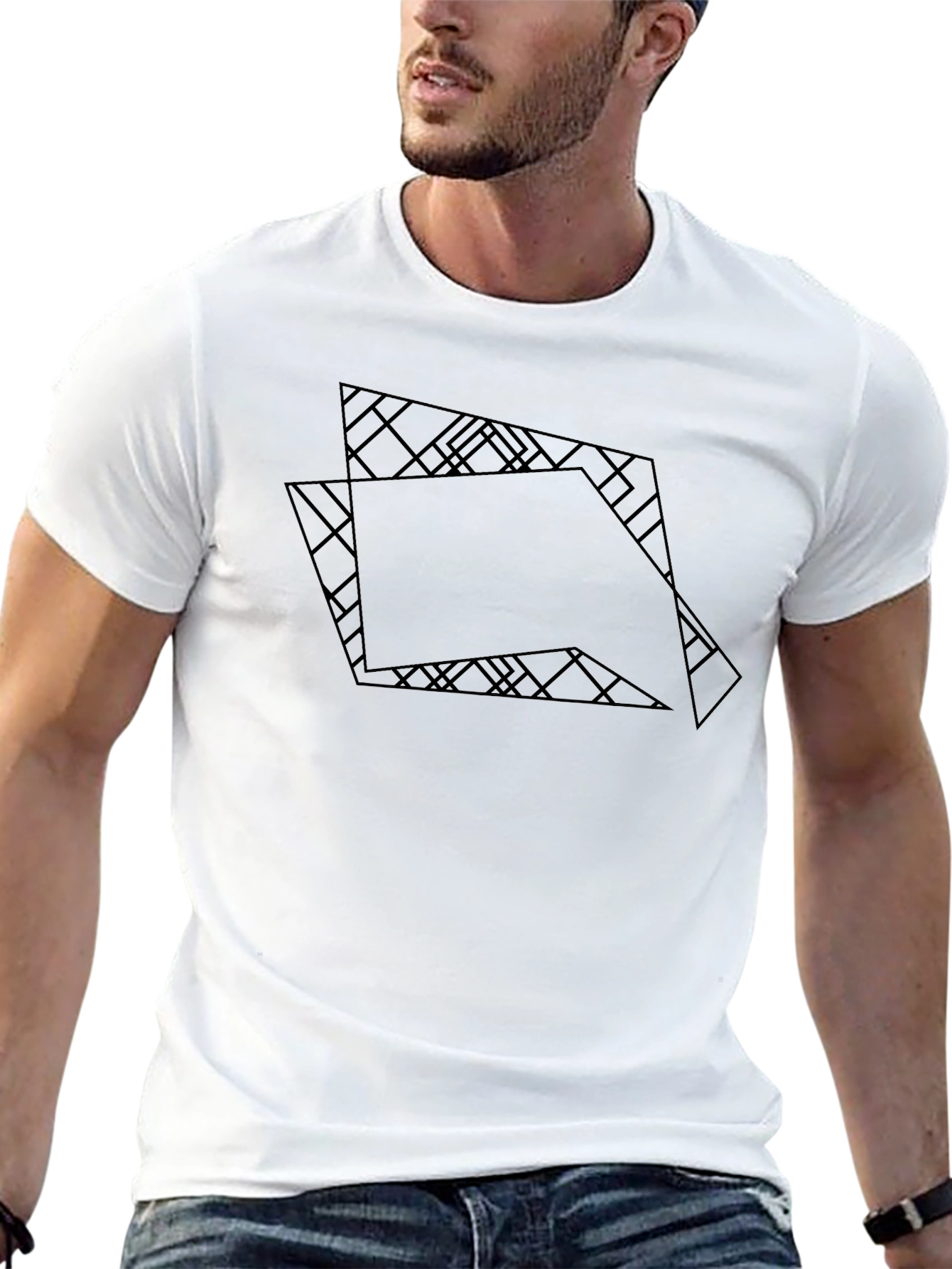 Abstract Geometric Black Graphic Tee