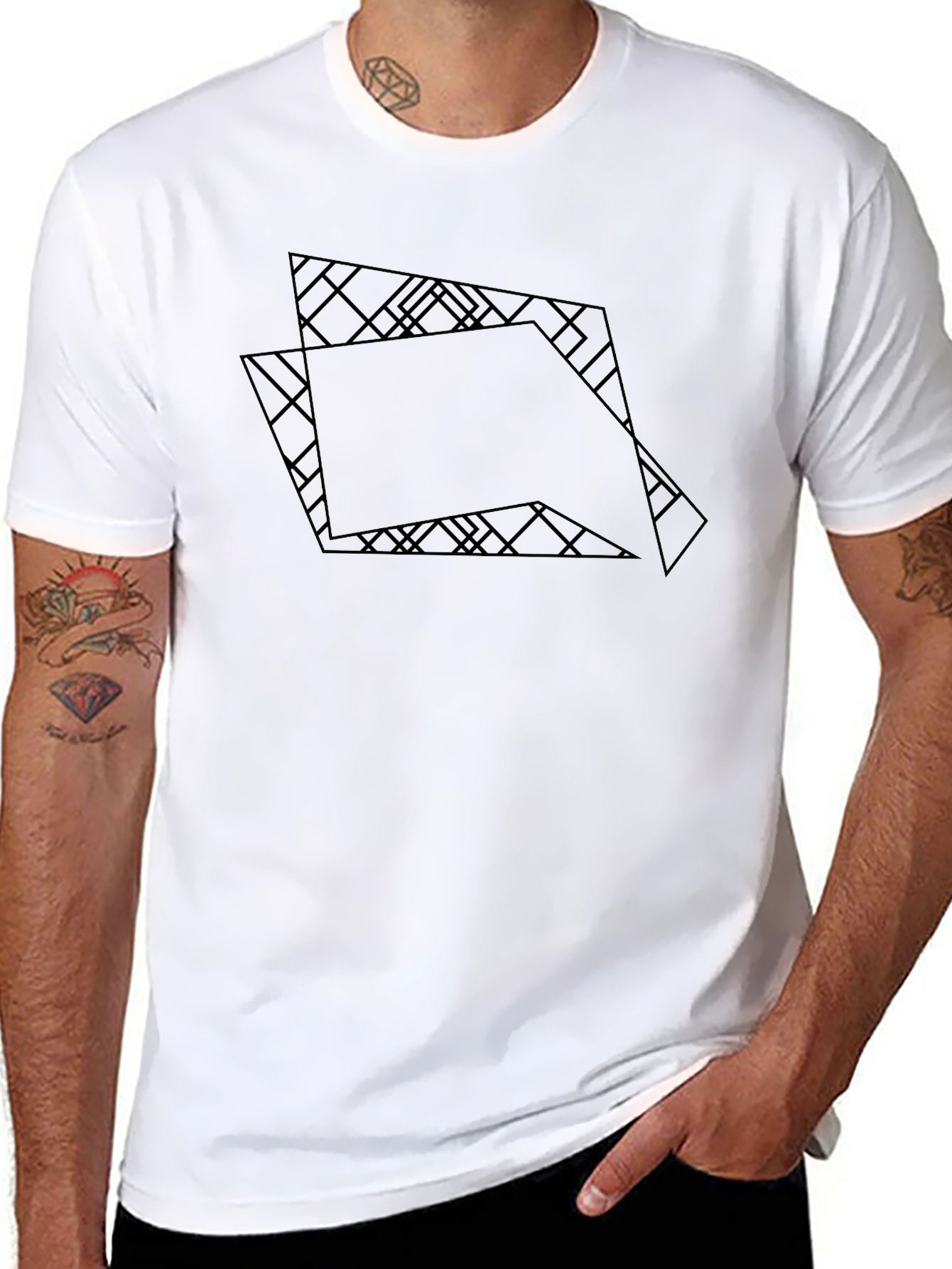Abstract Geometric Black Graphic Tee
