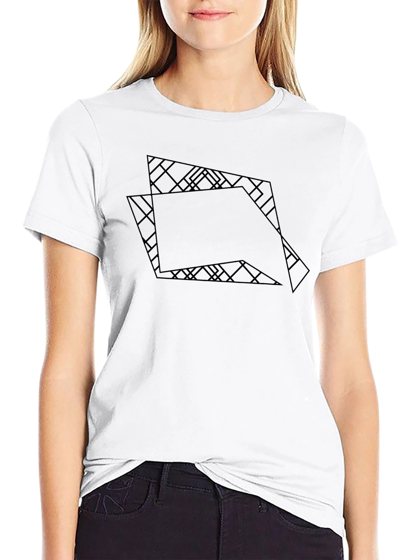 Abstract Geometric Black Graphic Tee