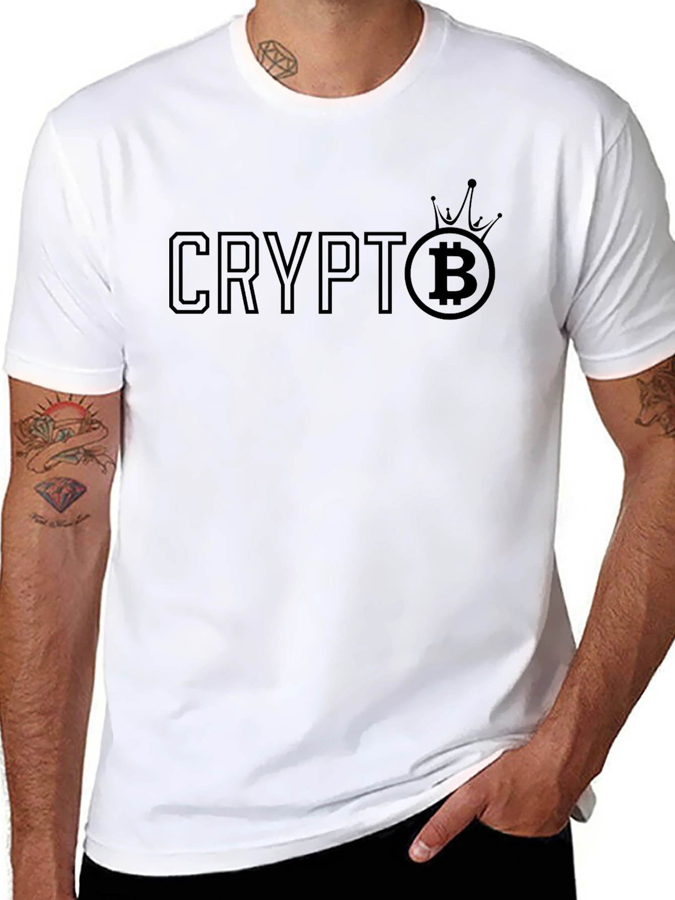 Crypto Bitcoin Crown Graphic Black T-Shirt