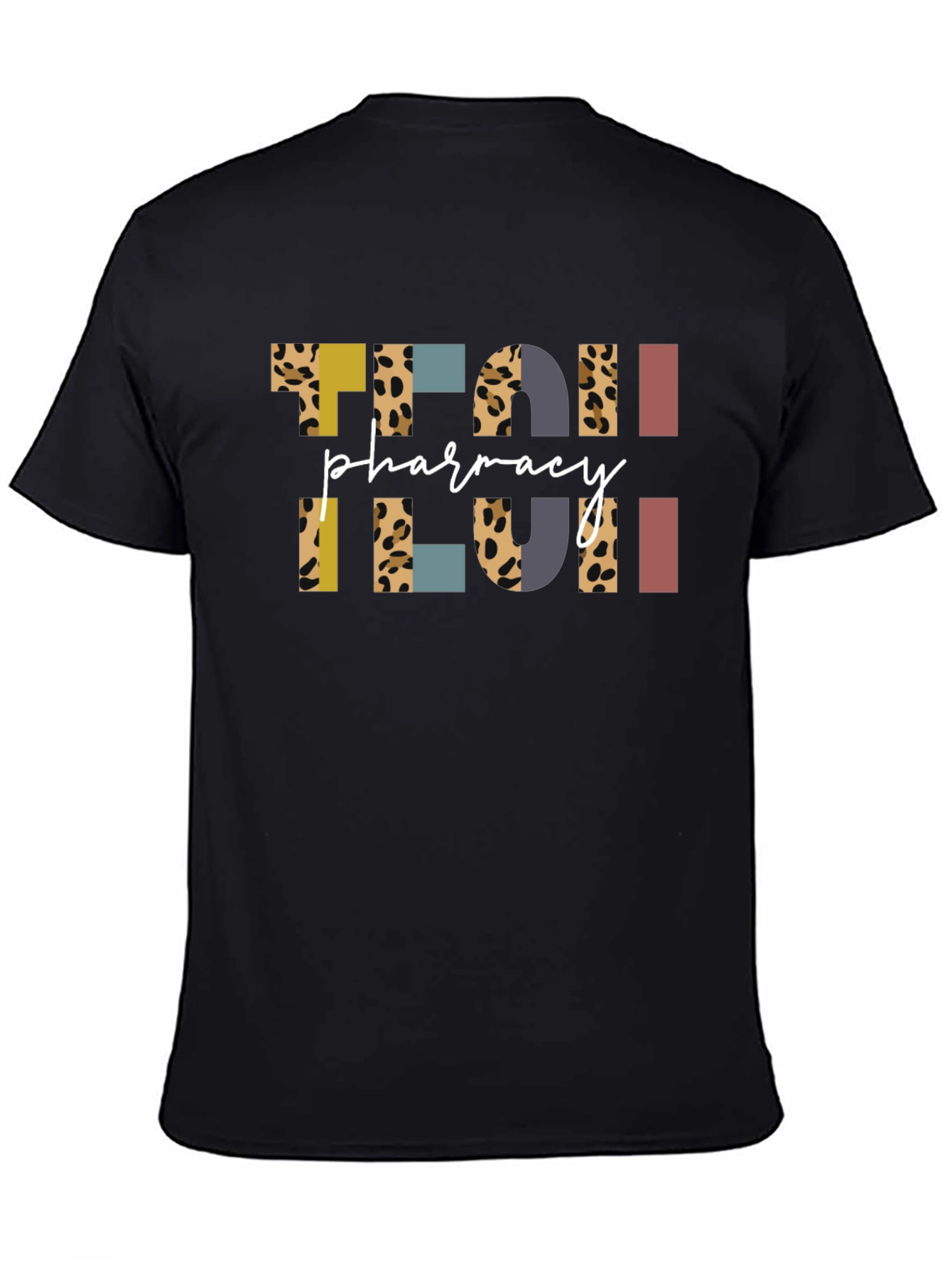 Pharmacy Tech Leopard Print Black T-Shirt