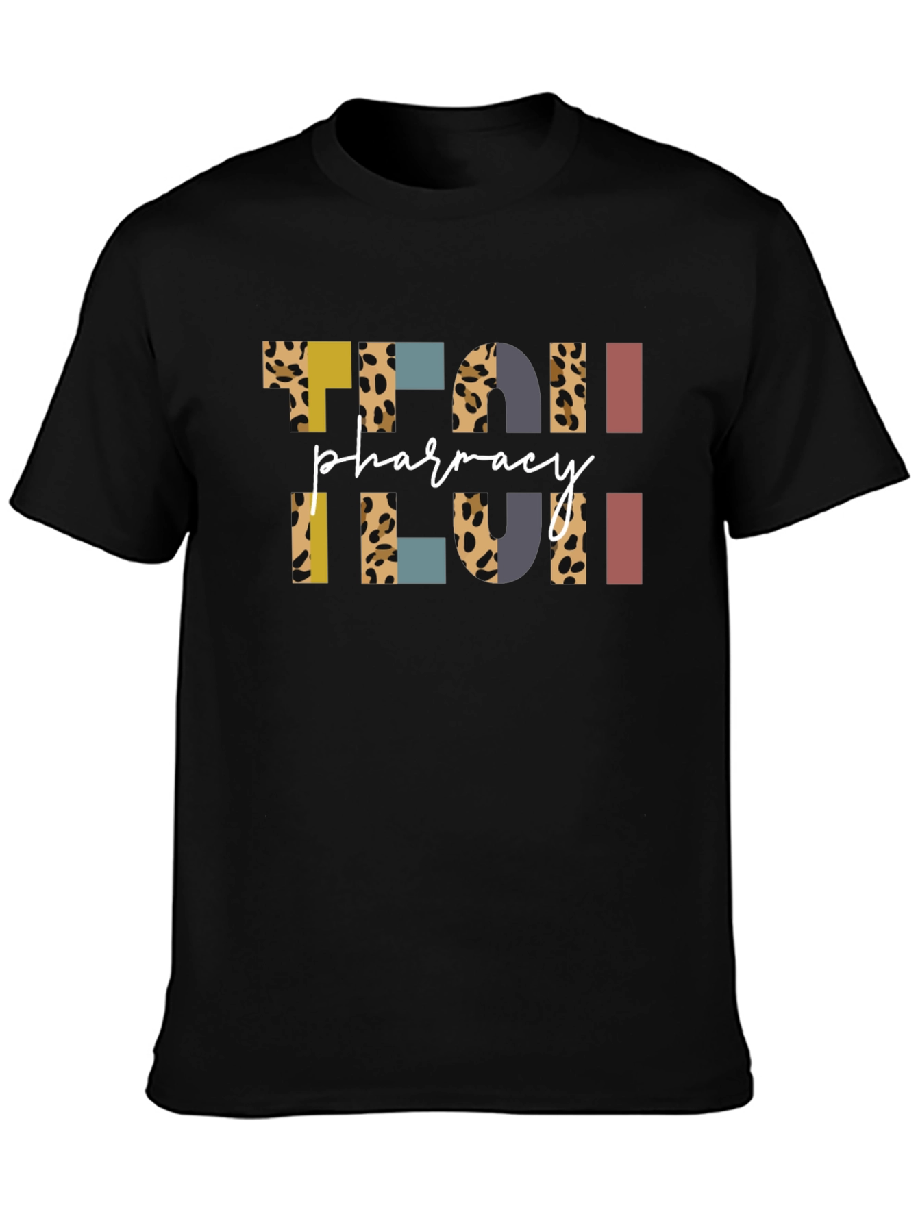 Pharmacy Tech Leopard Print Black T-Shirt