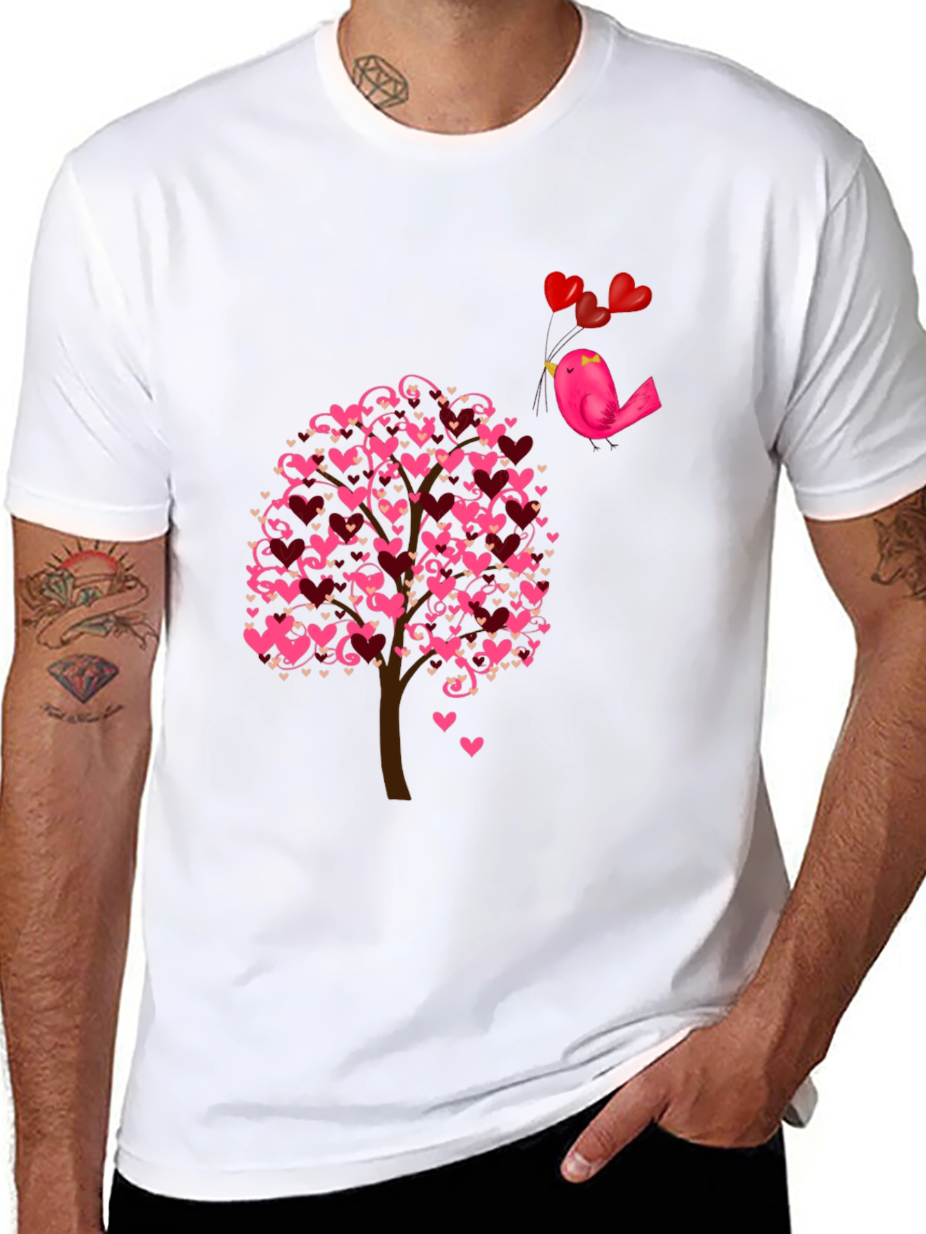 Love Tree Bird T-Shirt - Romantic Design