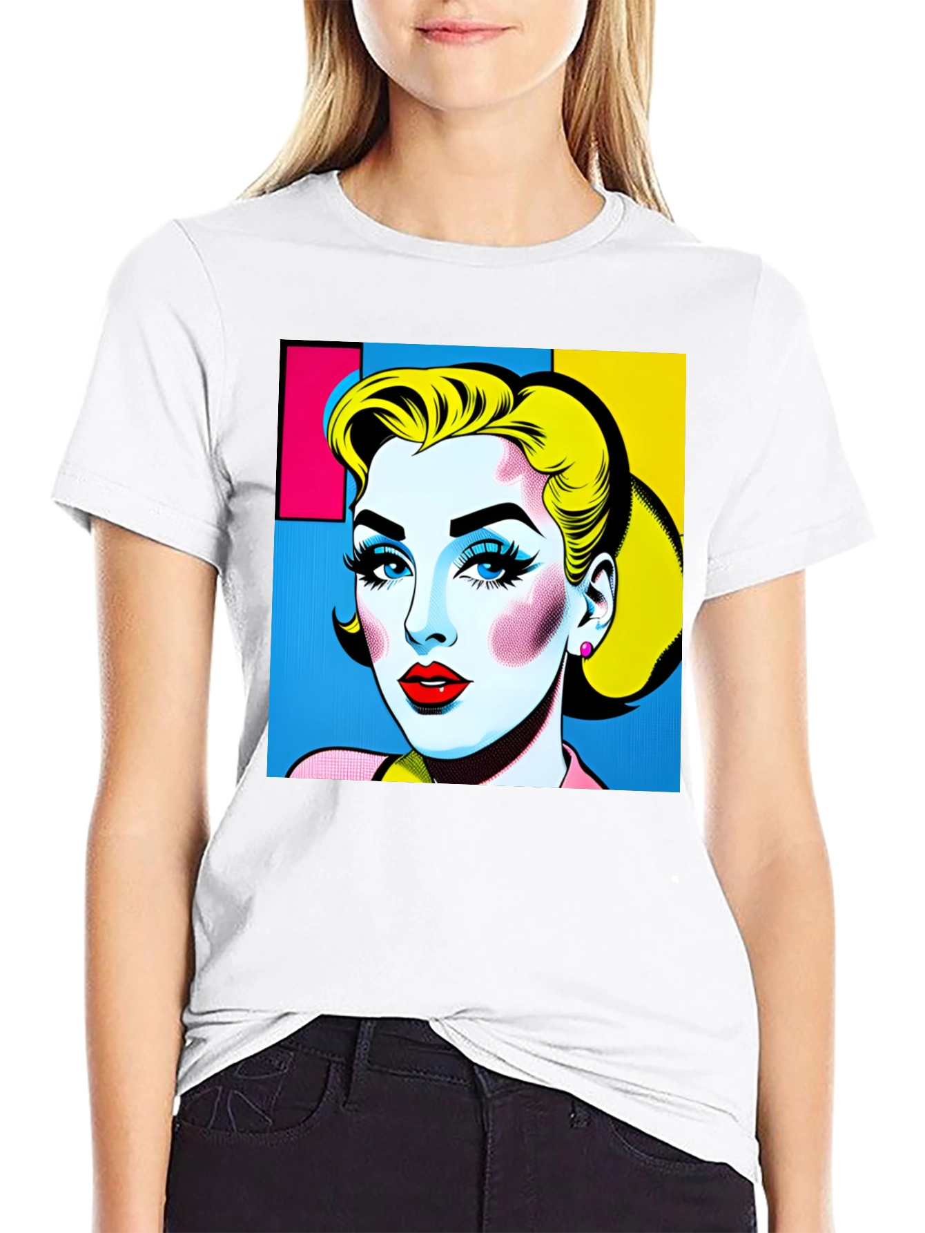 Pop Art Woman Graphic Black T-Shirt