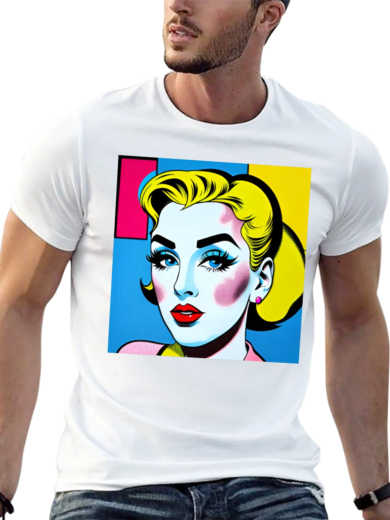 Pop Art Woman Graphic Black T-Shirt