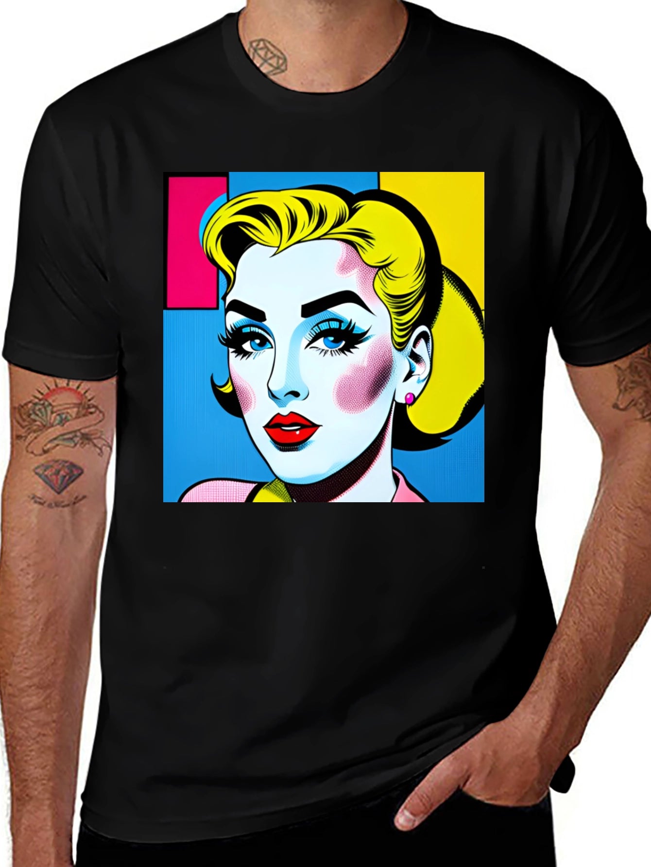 Pop Art Woman Graphic Black T-Shirt