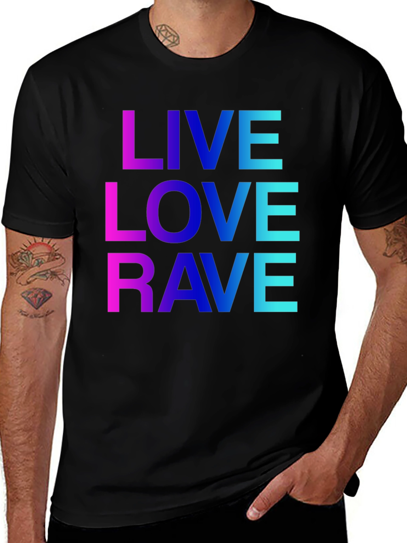 Live Love Rave Gradient Graphic Tee - Black