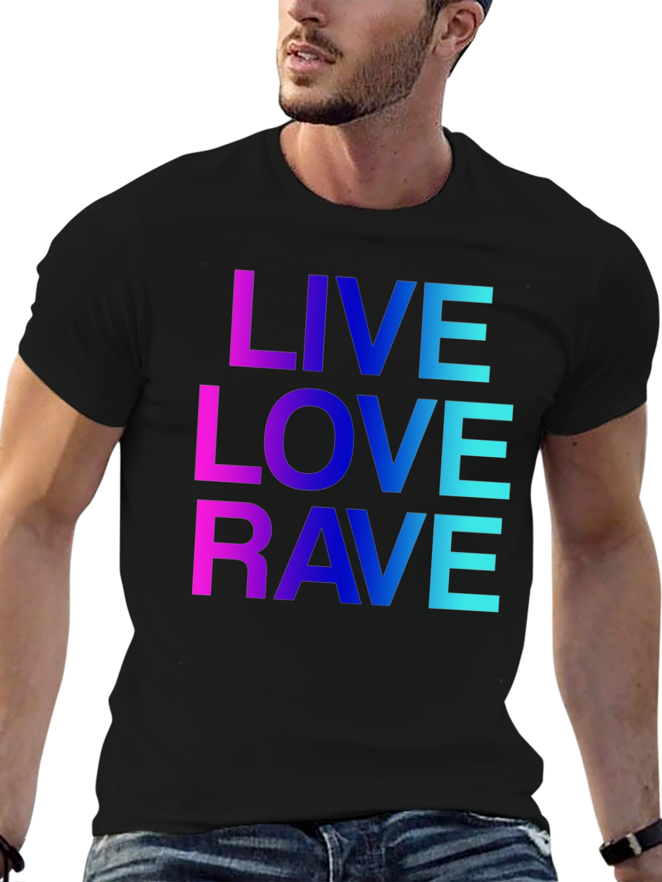 Live Love Rave Gradient Graphic Tee - Black