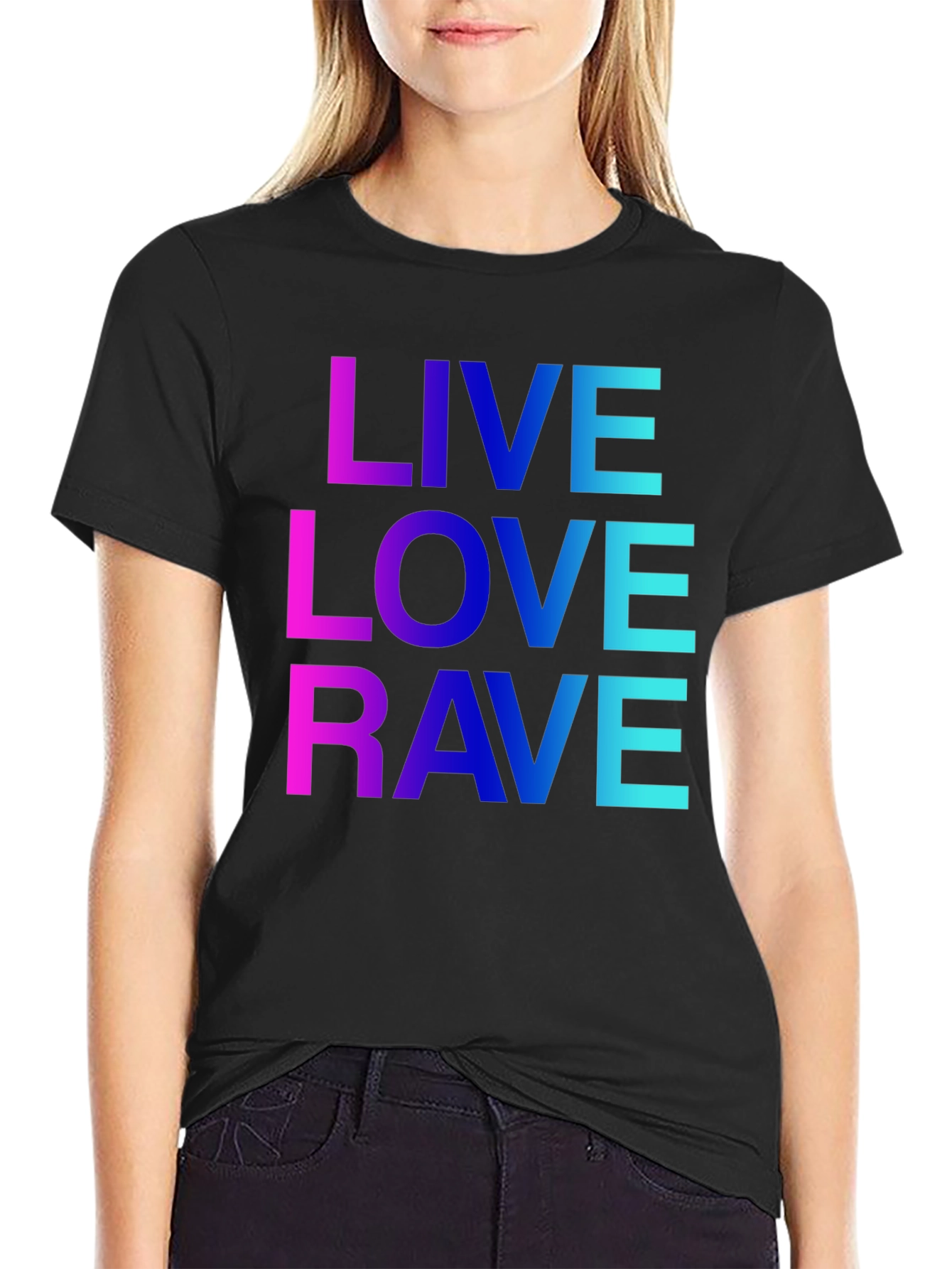 Live Love Rave Gradient Graphic Tee - Black