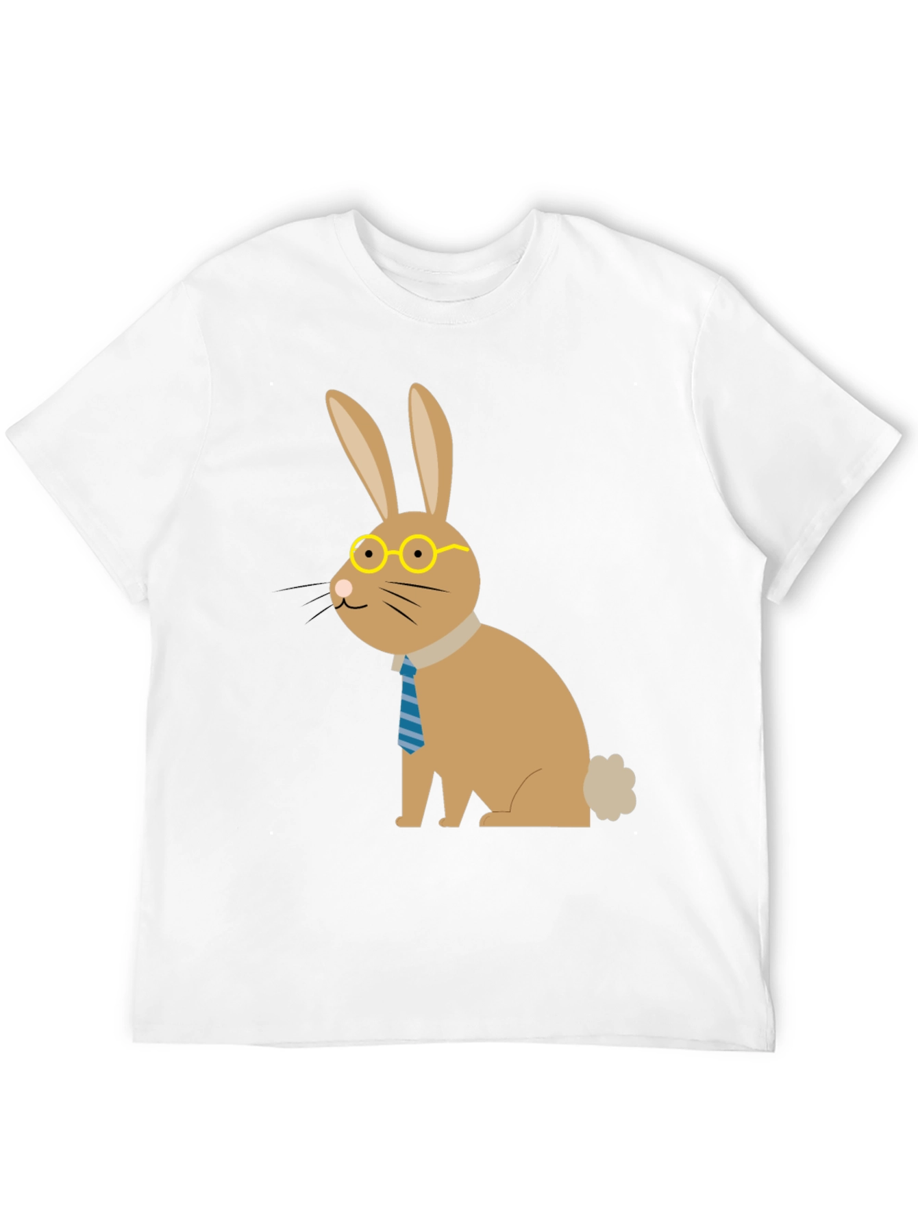 Dapper Bunny T-Shirt: Cartoon Rabbit with Glasses & Tie