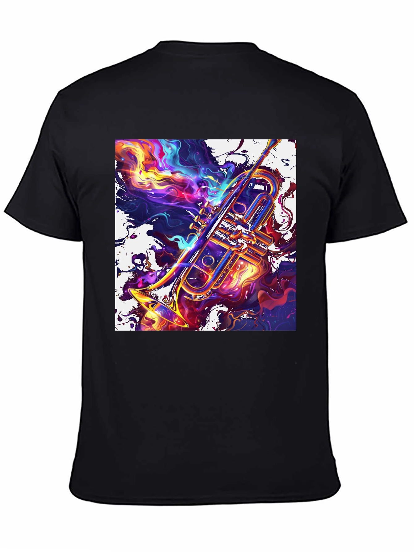 Abstract Trumpet Graphic T-Shirt - Vivid Musical Art Tee