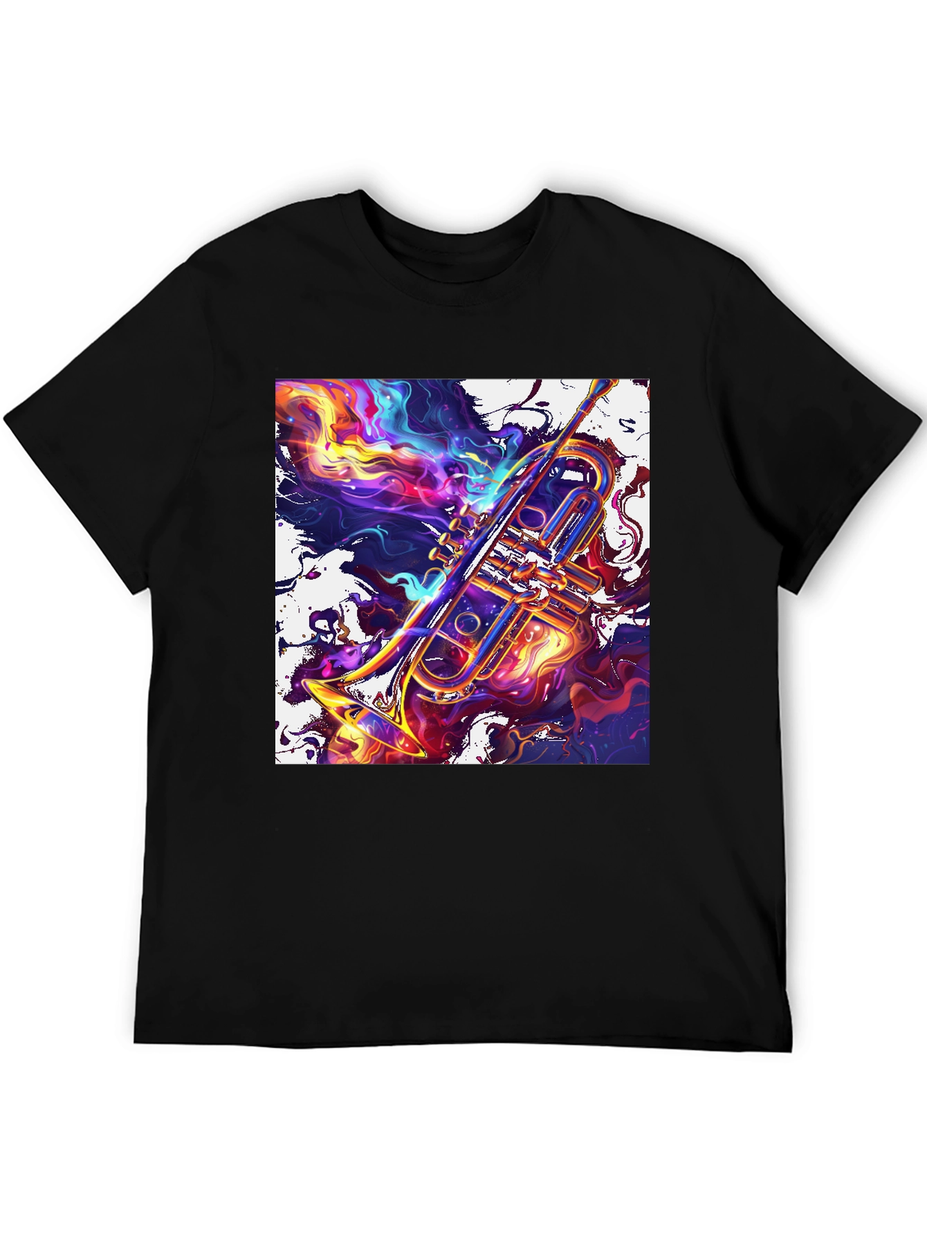 Abstract Trumpet Graphic T-Shirt - Vivid Musical Art Tee