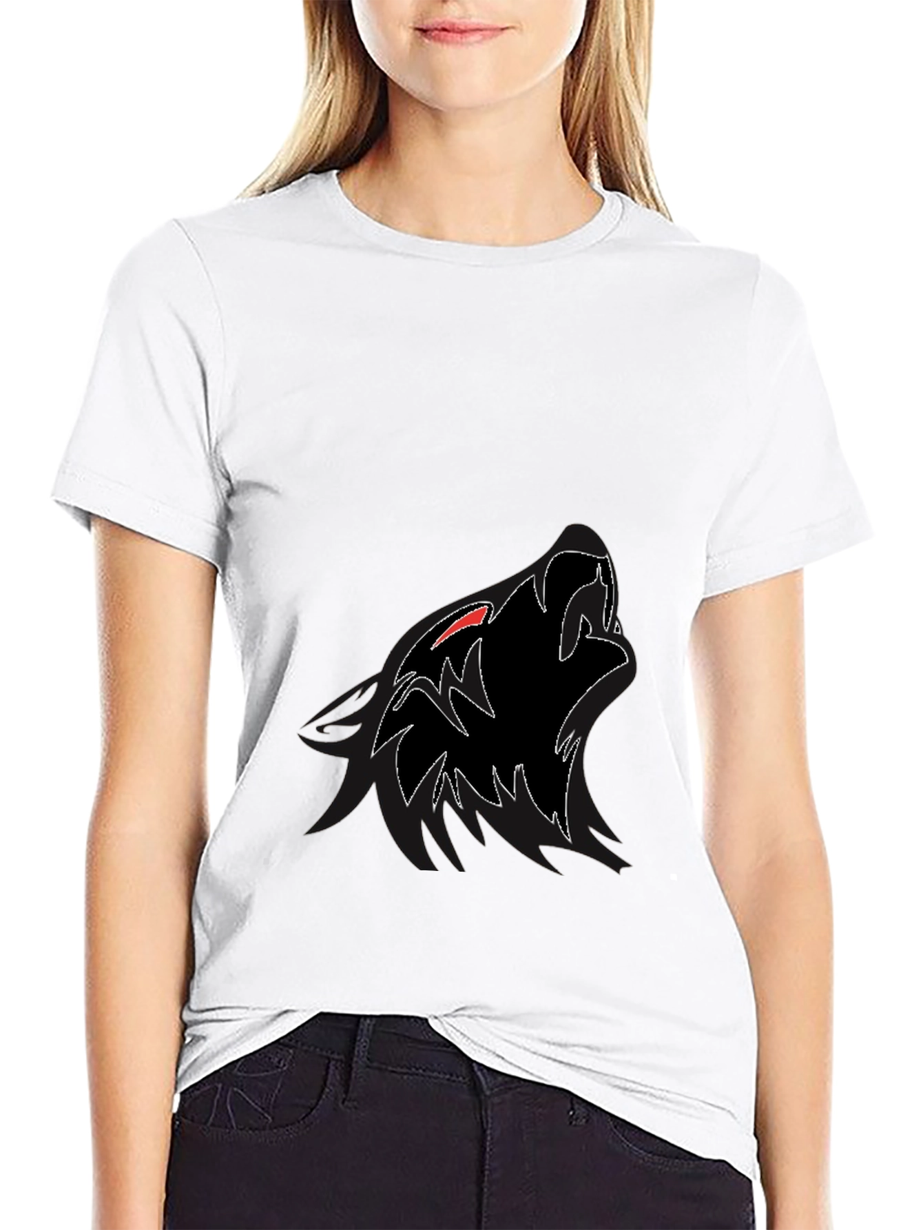 Mens Black Wolf Graphic T-Shirt - Stylish and Edgy