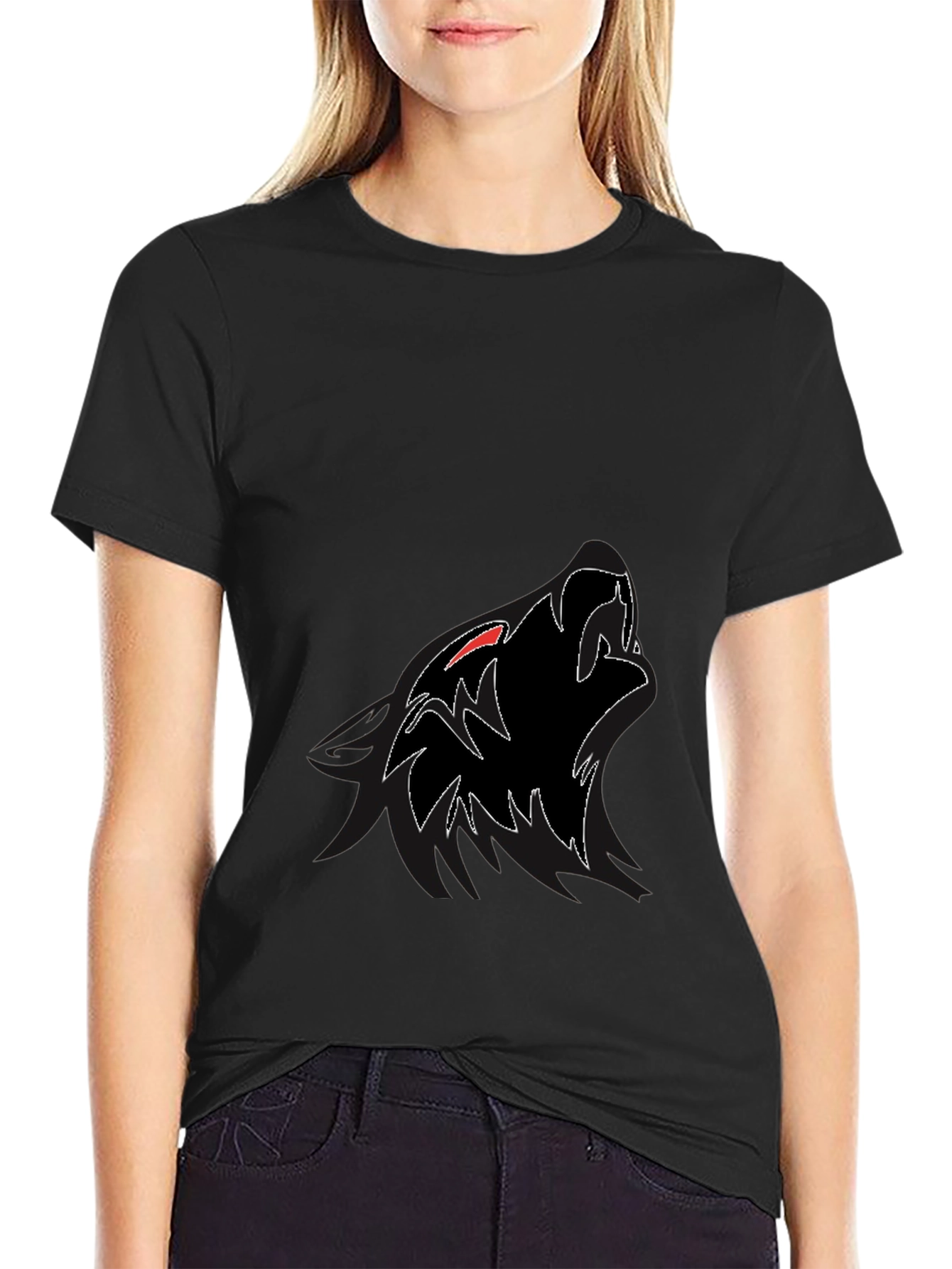 Mens Black Wolf Graphic T-Shirt - Stylish and Edgy