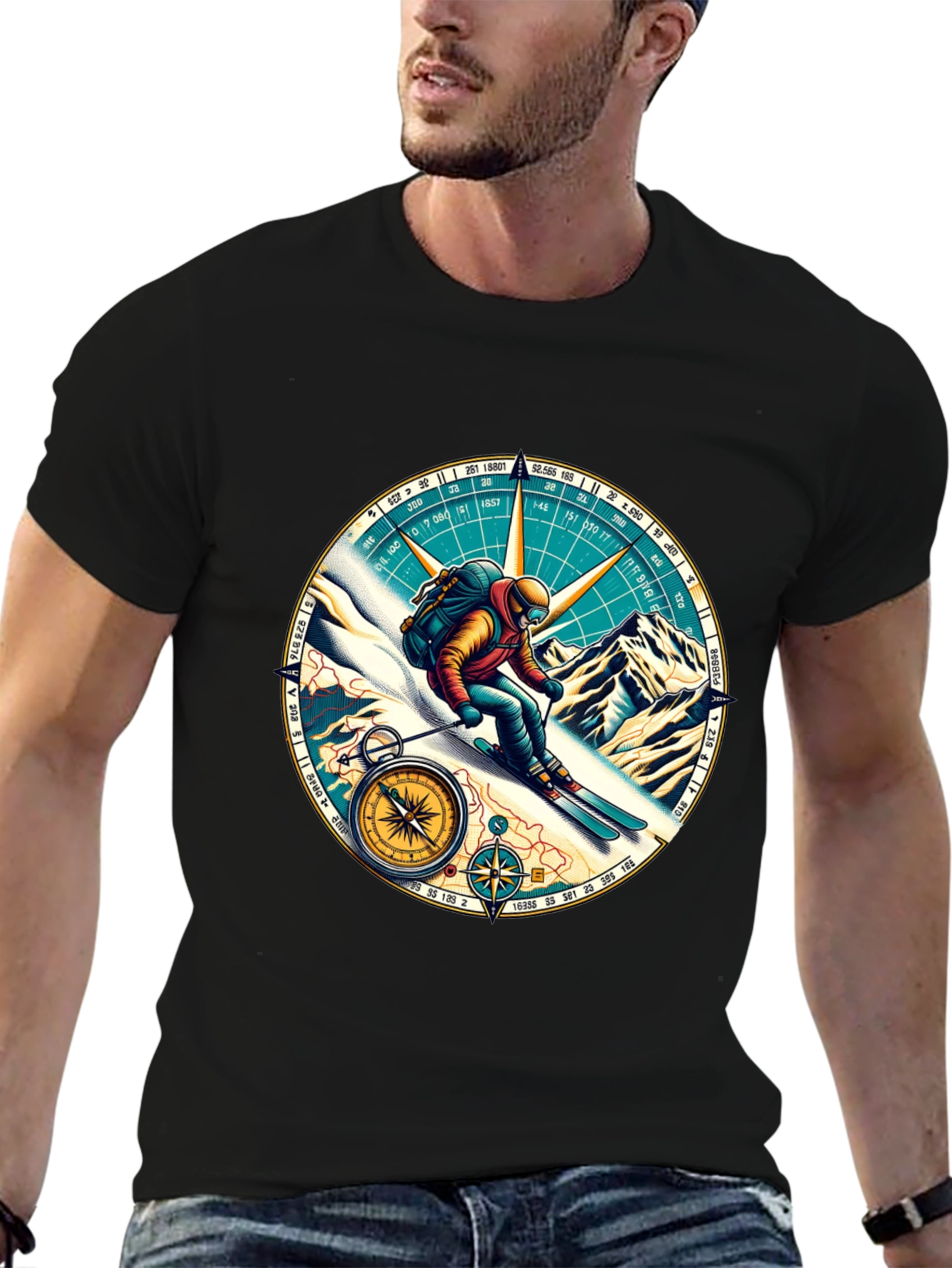 Compass Skier Graphic Tee - Adventure Ready!