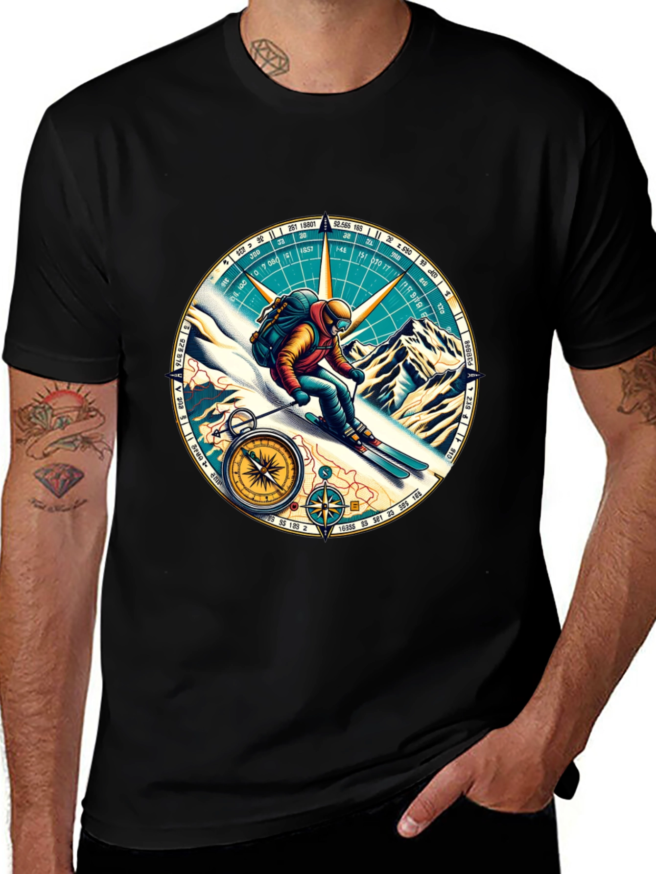 Compass Skier Graphic Tee - Adventure Ready!