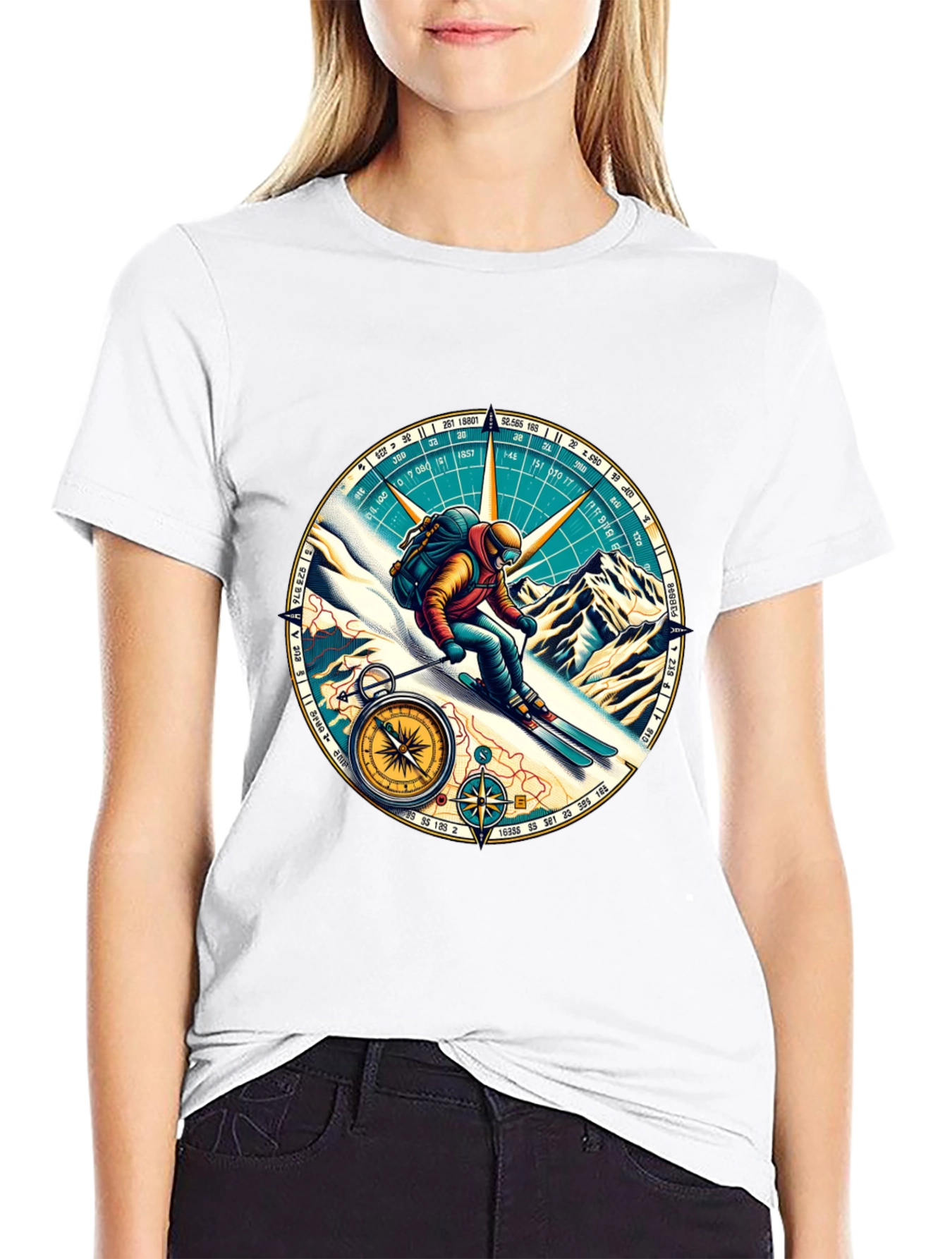 Compass Skier Graphic Tee - Adventure Ready!