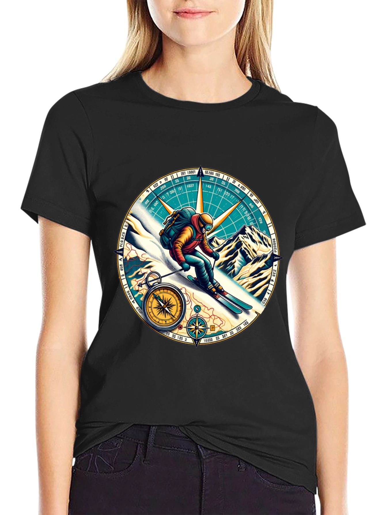 Compass Skier Graphic Tee - Adventure Ready!