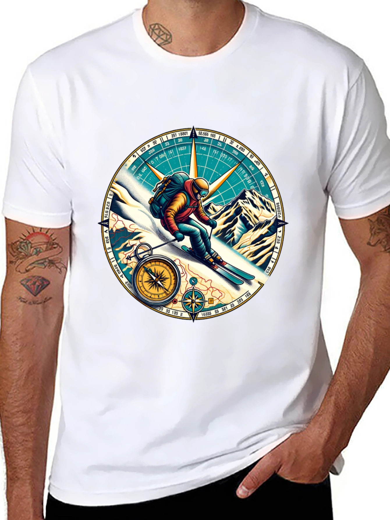 Compass Skier Graphic Tee - Adventure Ready!