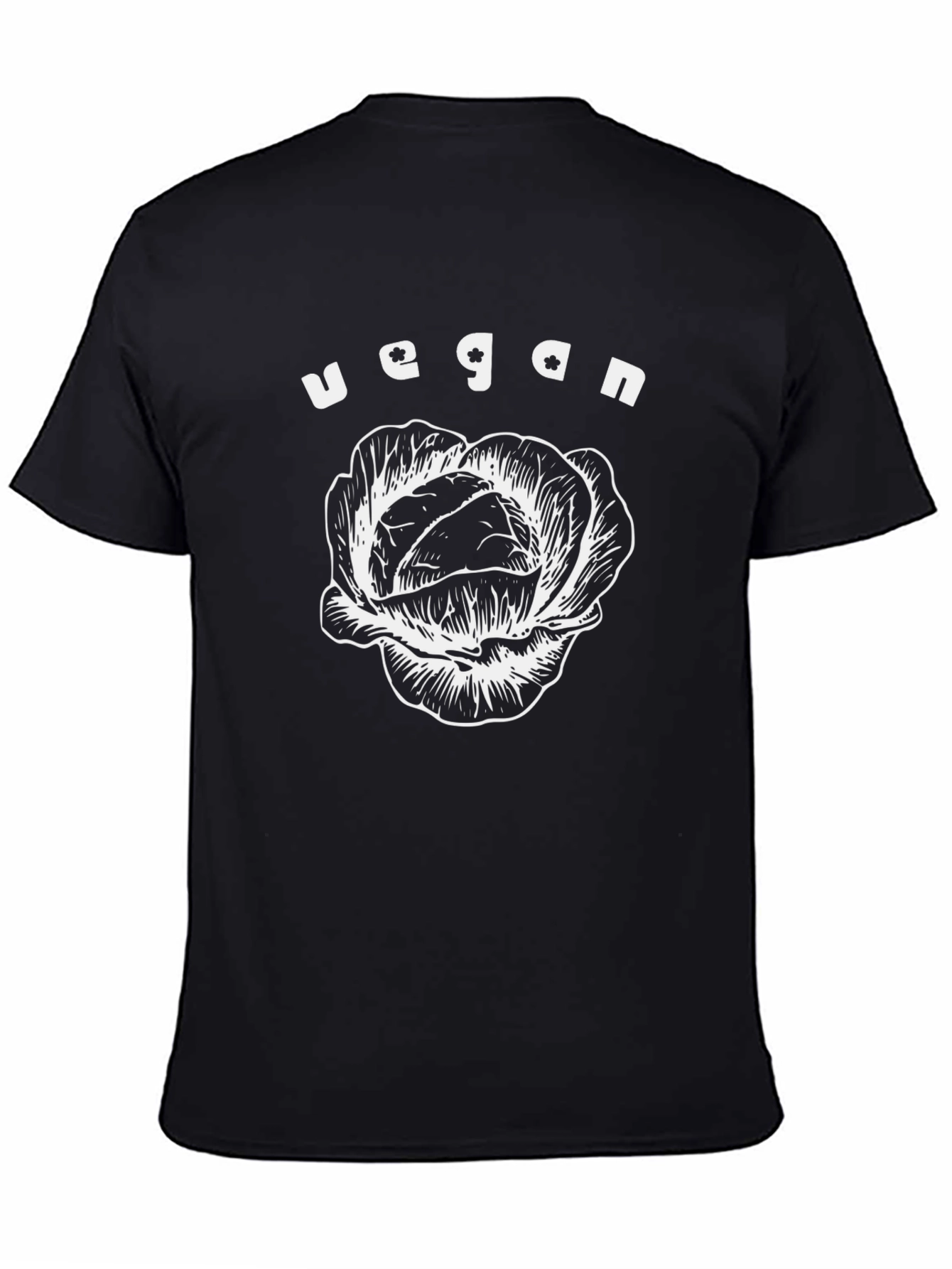 Vegan Cabbage Graphic Tee - Soft Black Cotton