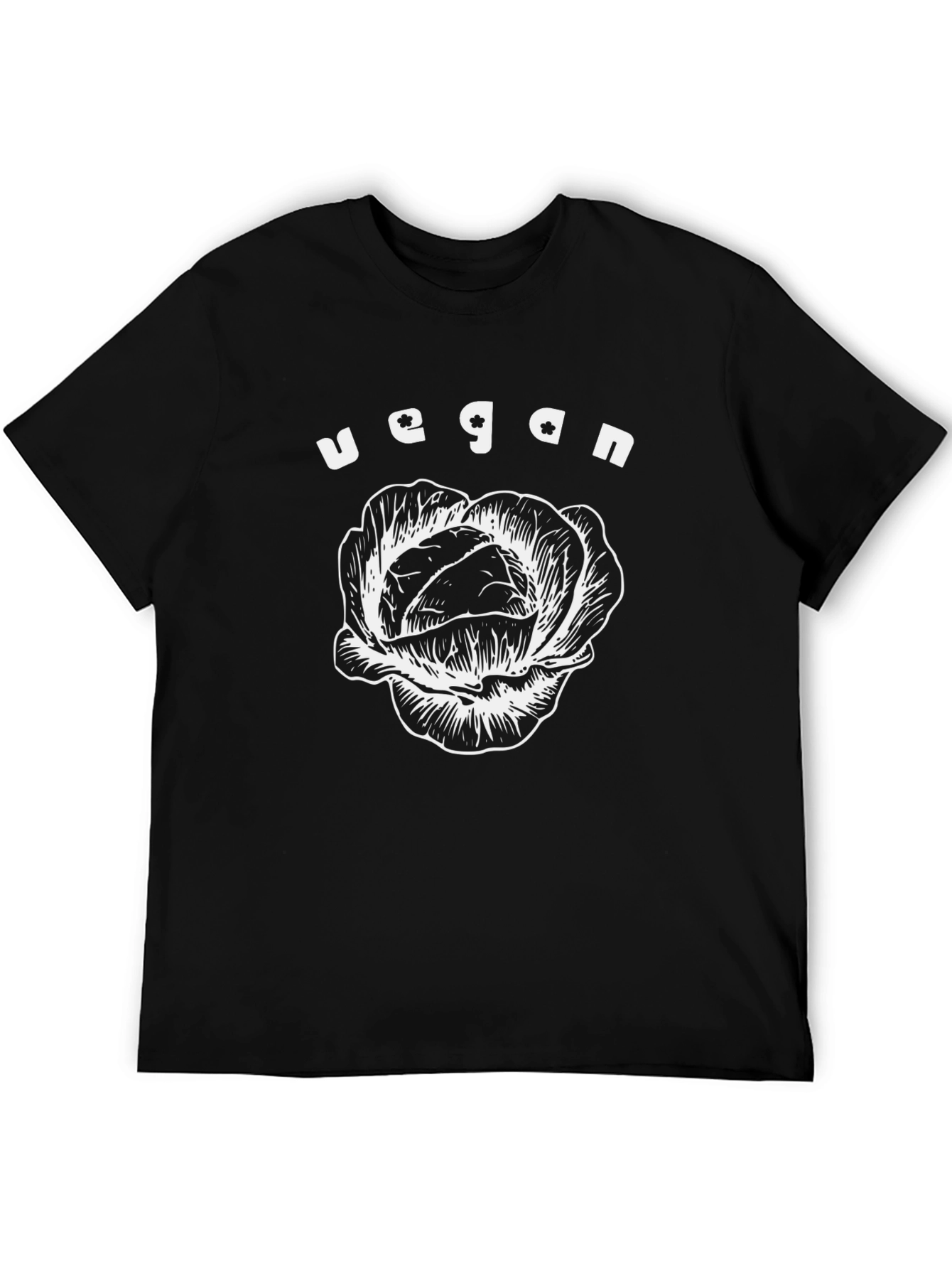Vegan Cabbage Graphic Tee - Soft Black Cotton