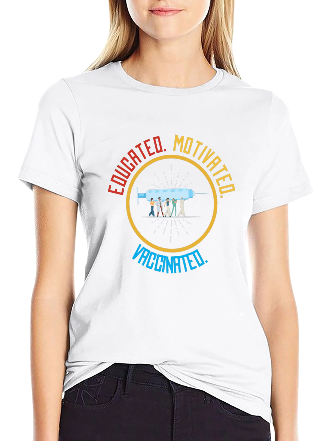 Educated Motivated Vaccinated Graphic T-Shirt
