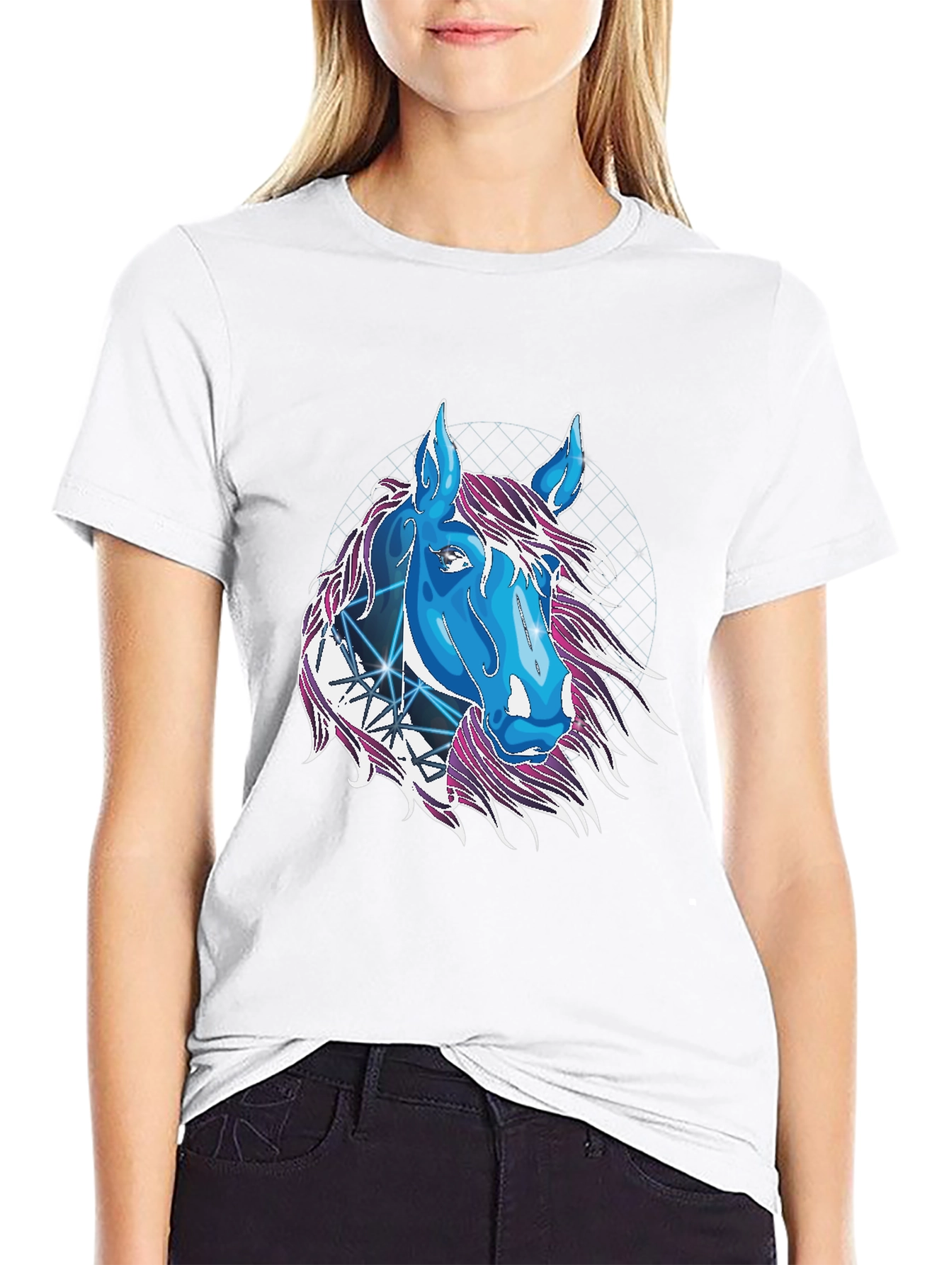 Geometric Horse Graphic Tee - Modern Style