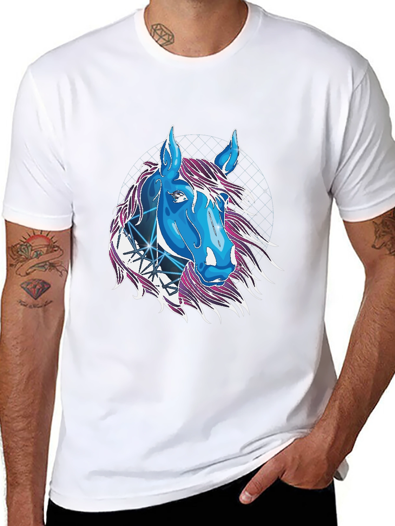 Geometric Horse Graphic Tee - Modern Style