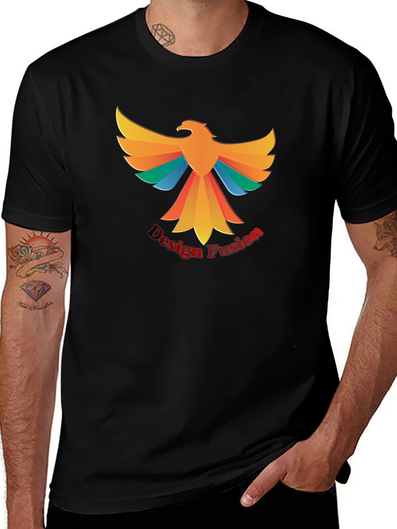 Design Fusion Eagle Graphic Tee - Black