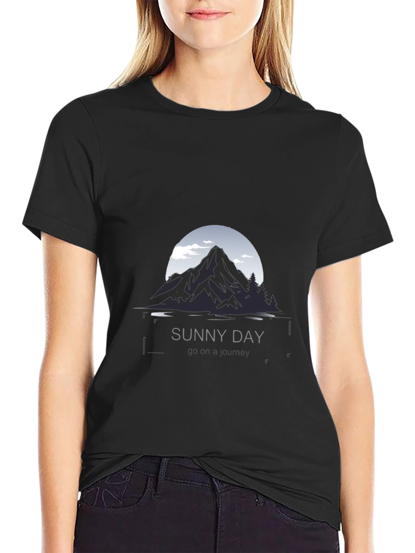 Sunny Day Mountain Graphic Tee - Black