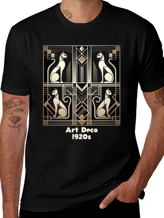Art Deco Cats T-Shirt - Vintage 1920s Style