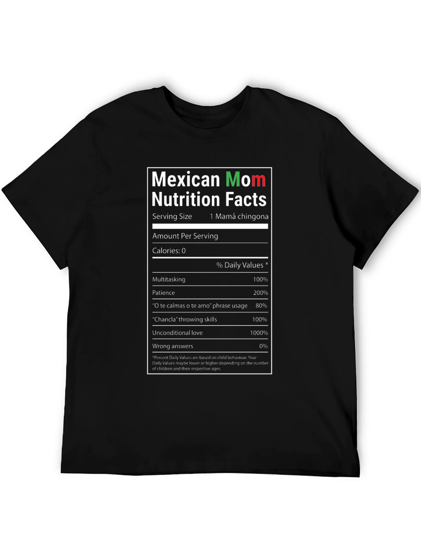 Mexican Mom Nutrition Facts T-Shirt - Funny Gift
