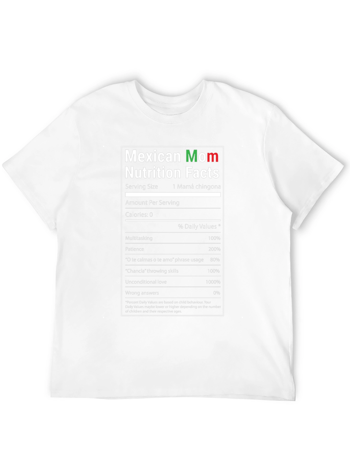 Mexican Mom Nutrition Facts T-Shirt - Funny Gift