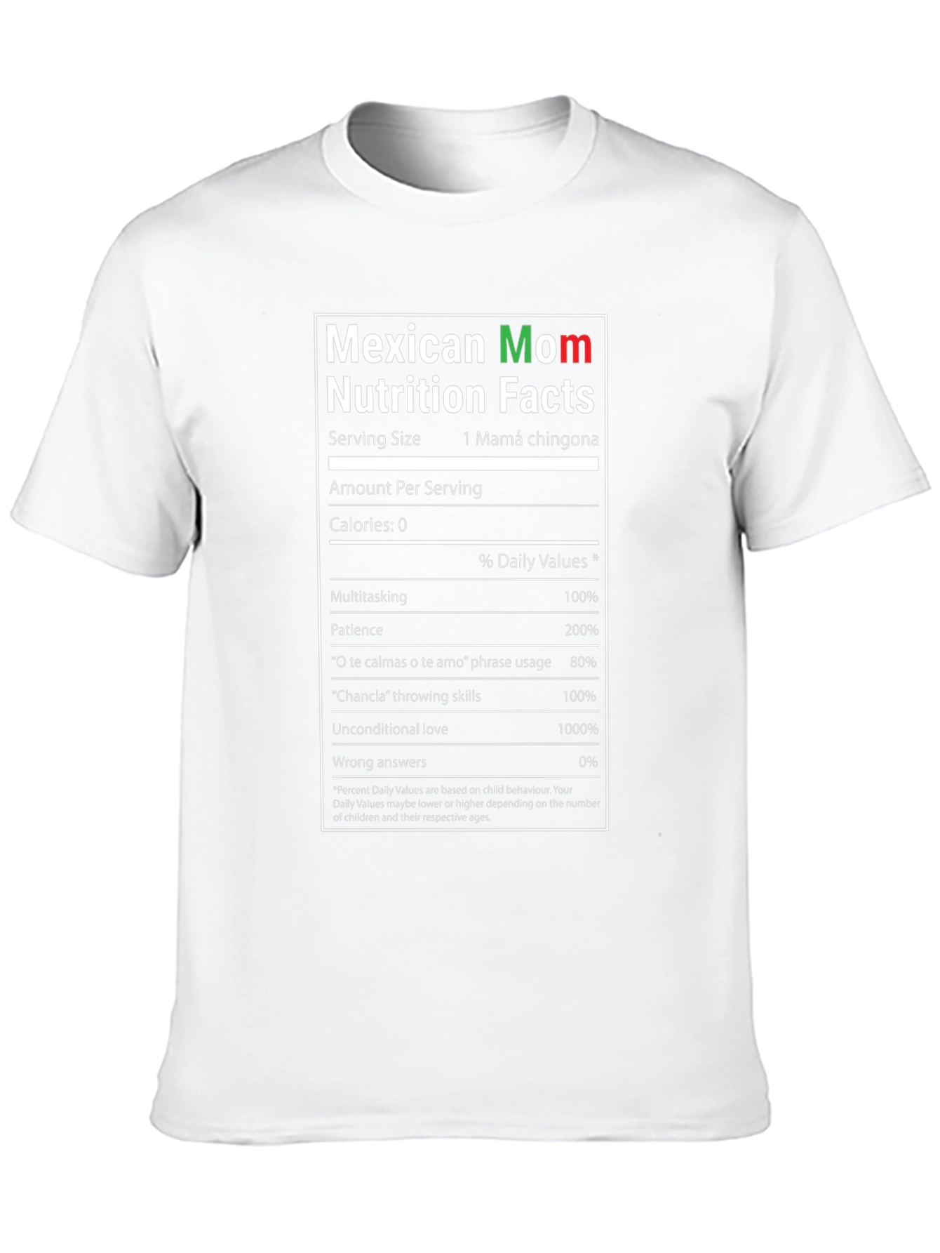 Mexican Mom Nutrition Facts T-Shirt - Funny Gift