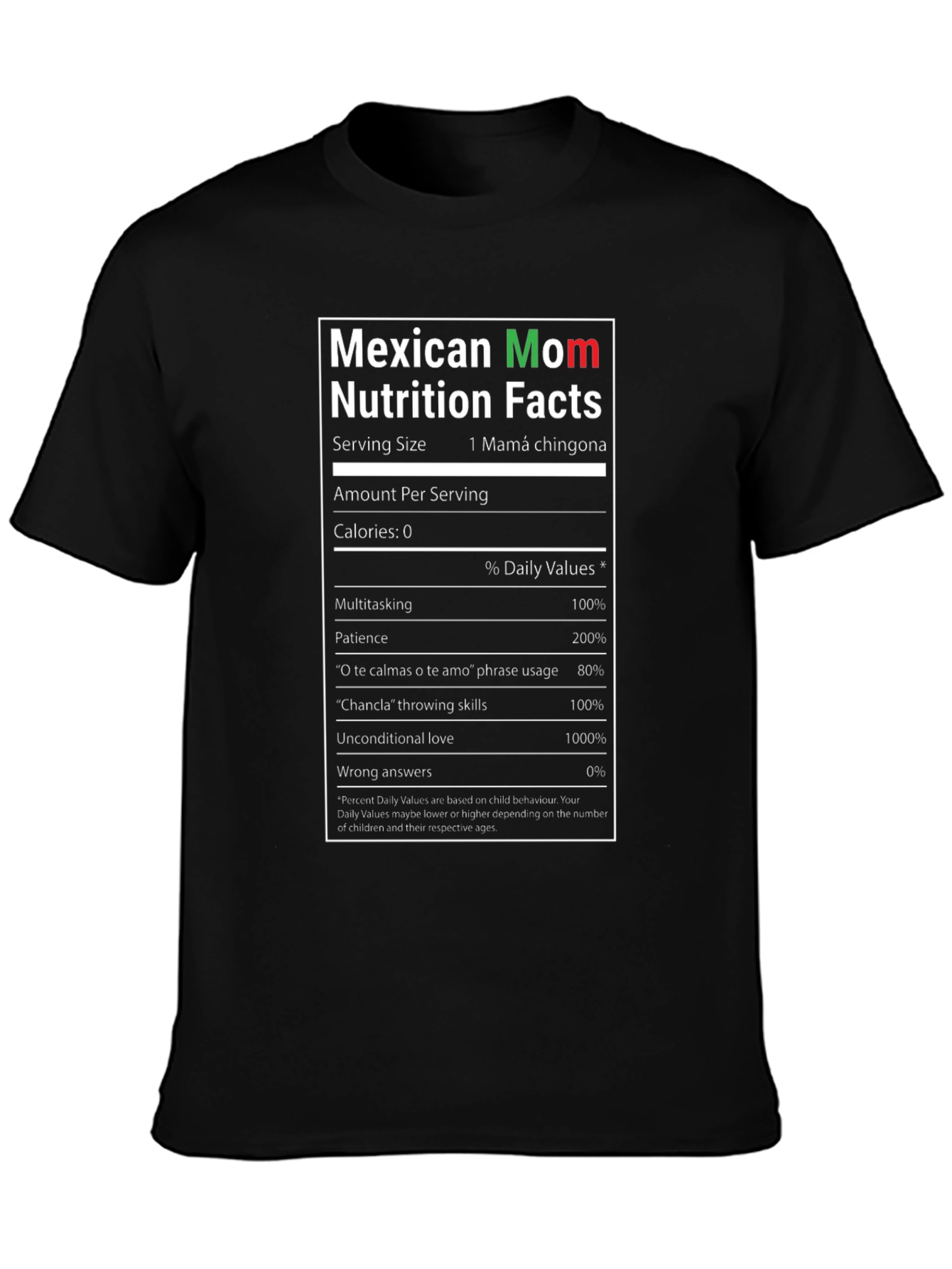 Mexican Mom Nutrition Facts T-Shirt - Funny Gift