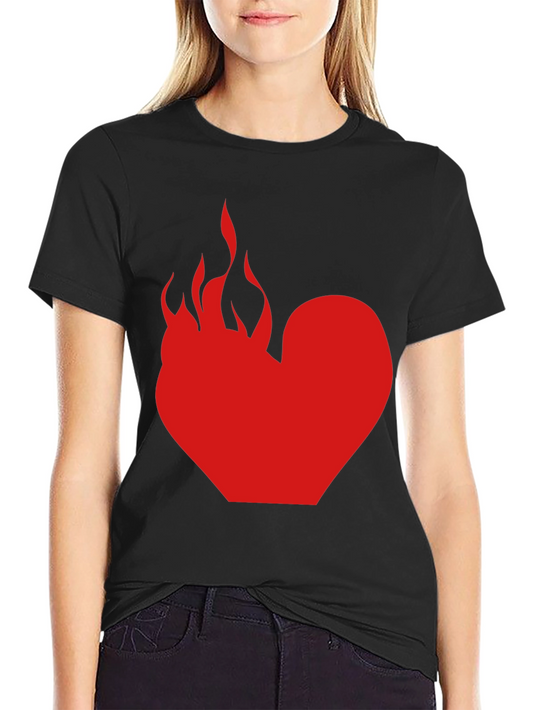 Flaming Heart Graphic Tee - Bold Black T-Shirt