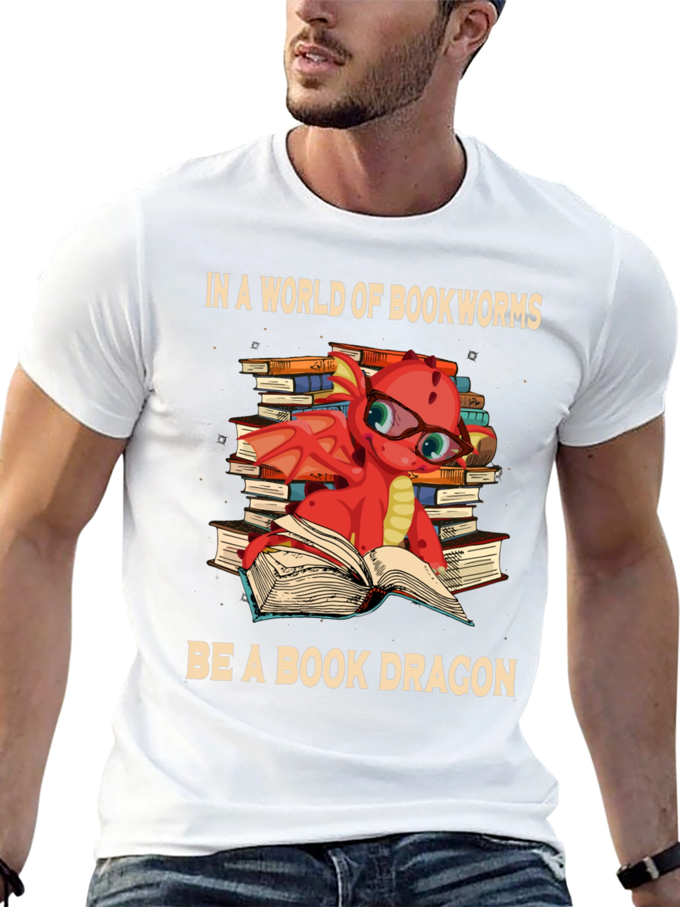 Book Dragon Graphic Tee - Bookworm T-Shirt