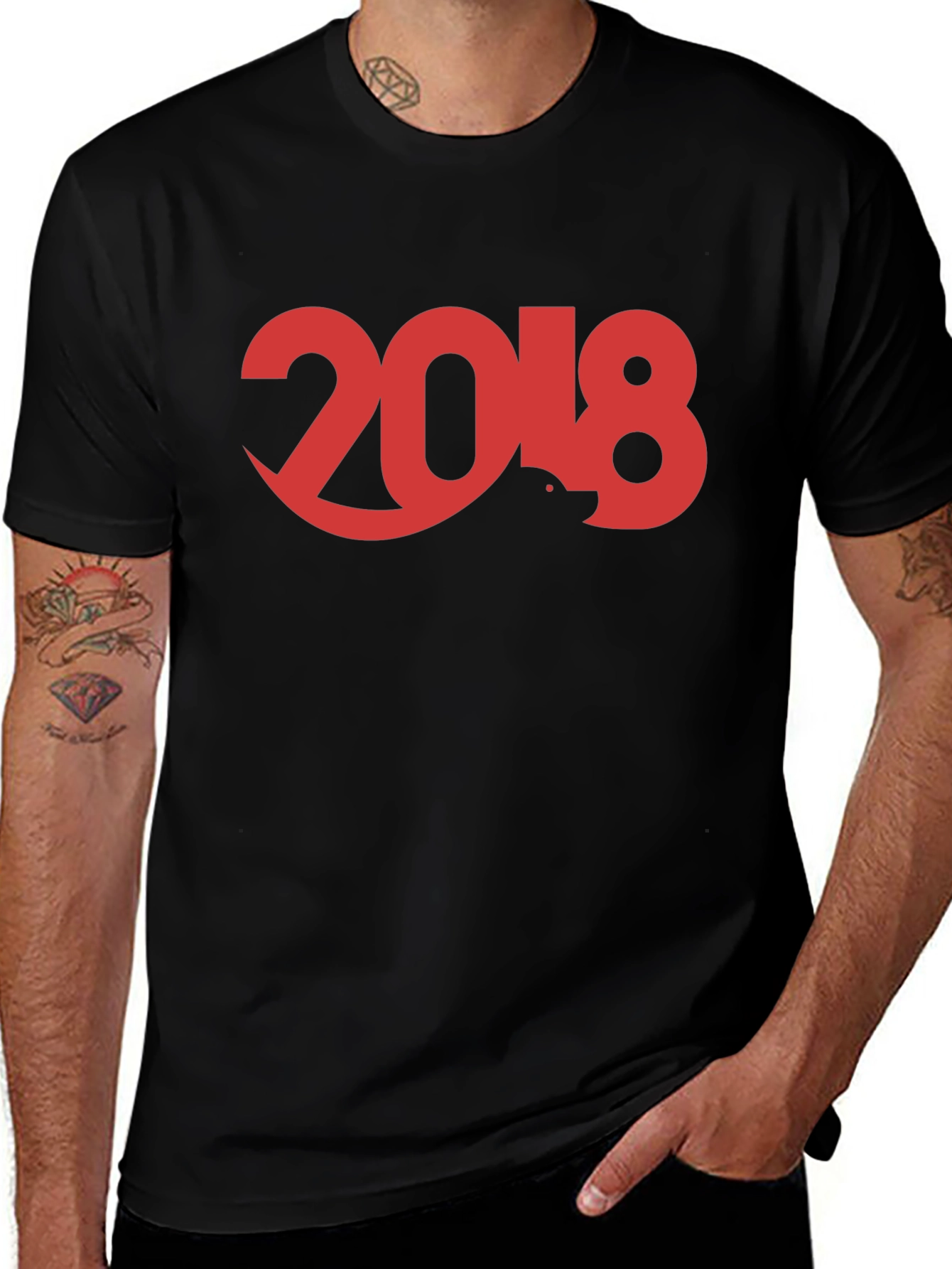 2018 Graphic Tee - Black Crew Neck T-Shirt
