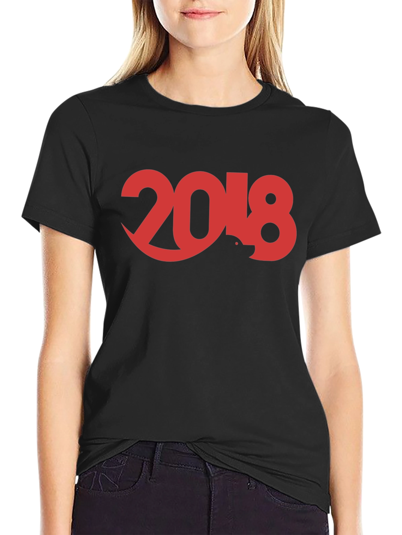 2018 Graphic Tee - Black Crew Neck T-Shirt