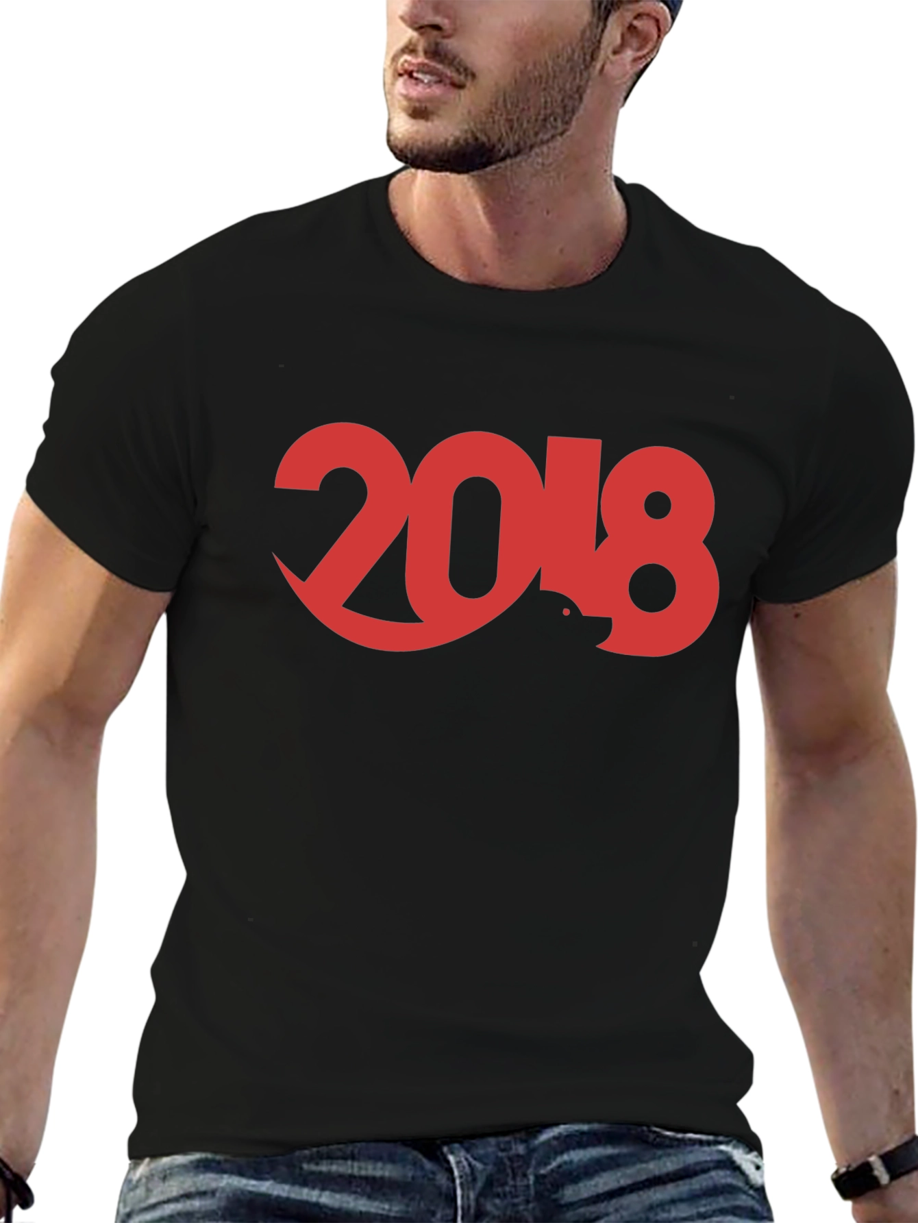 2018 Graphic Tee - Black Crew Neck T-Shirt