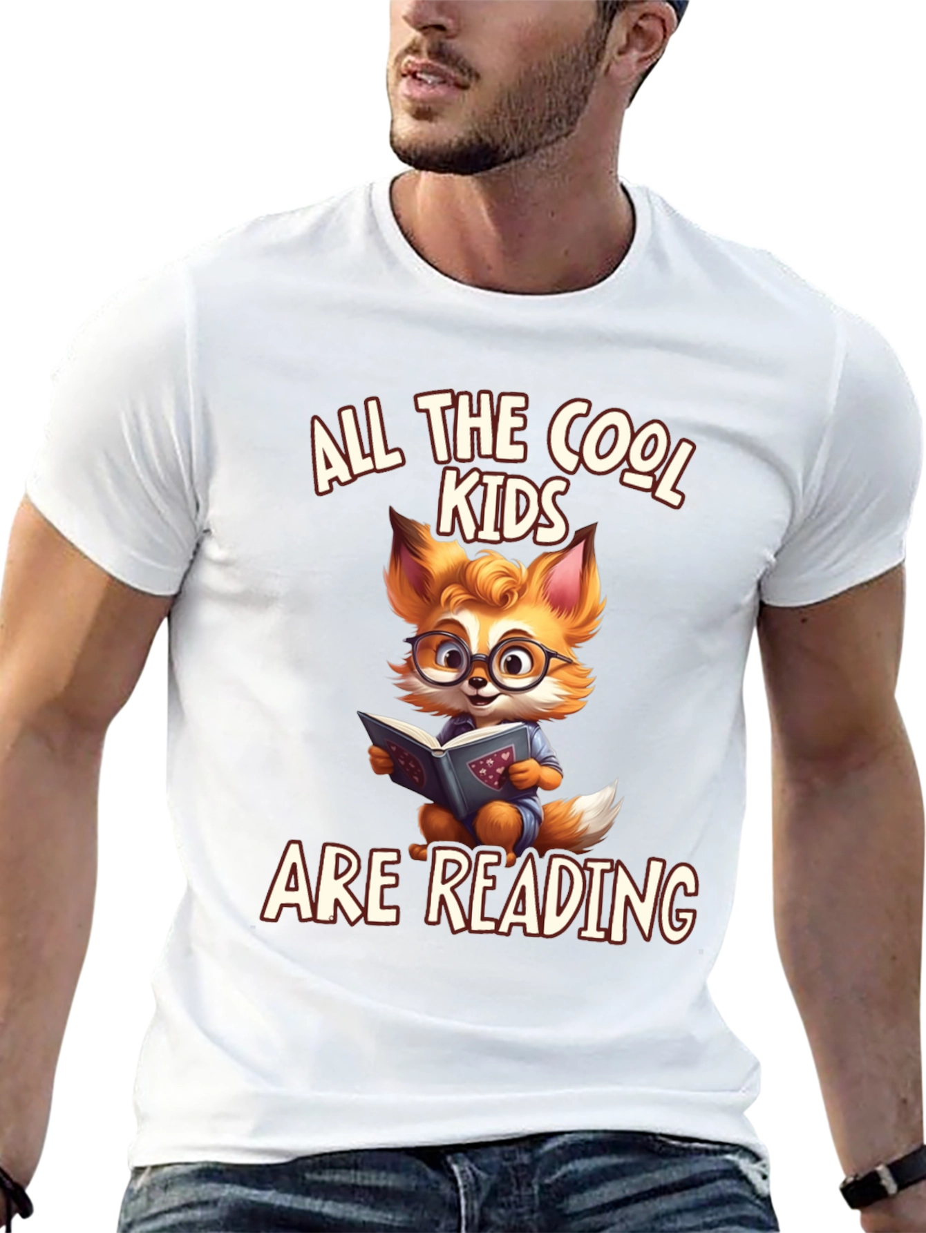 Cool Kids Reading T-Shirt - Fox Bookworm Design