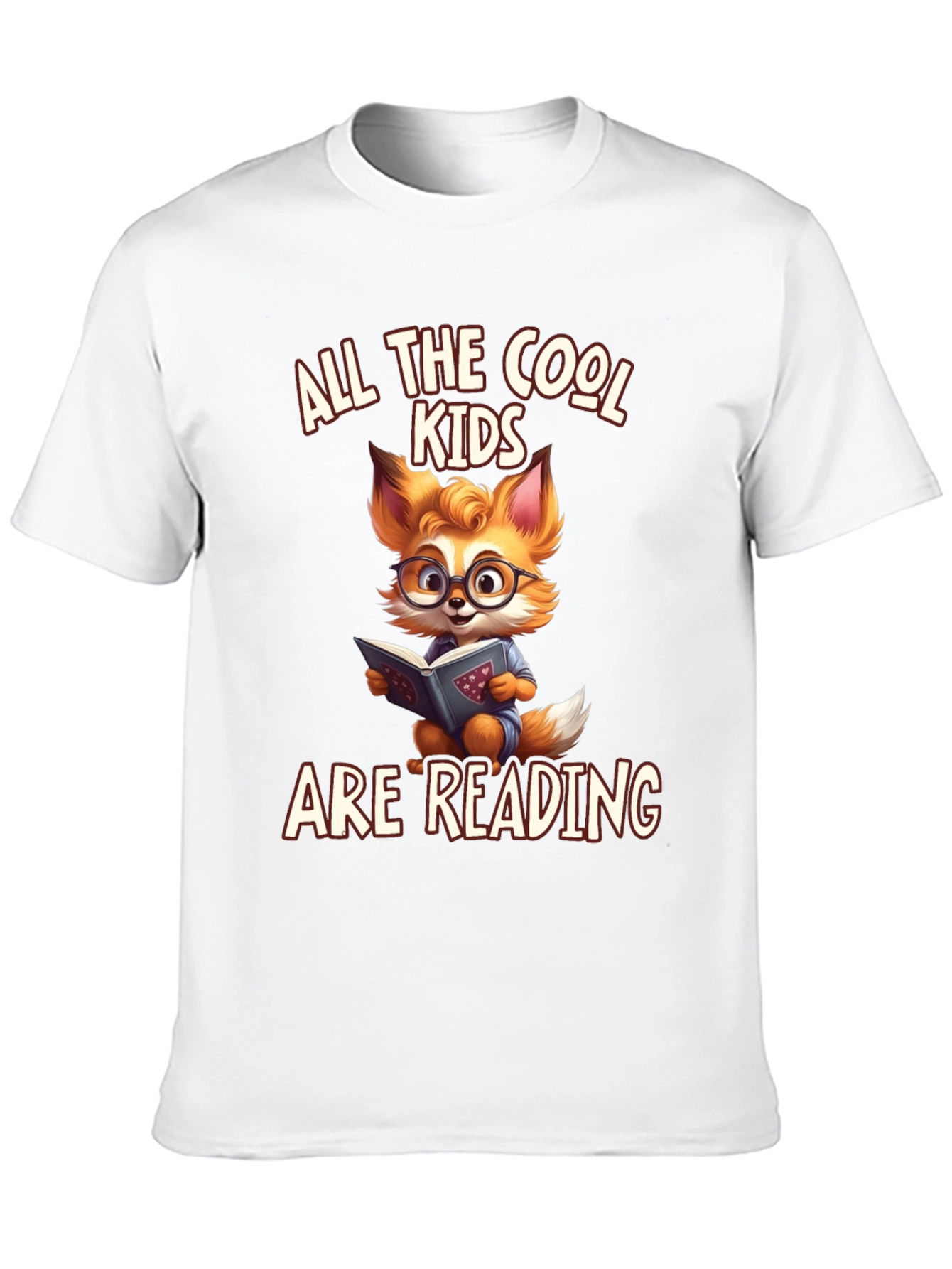 Cool Kids Reading T-Shirt - Fox Bookworm Design