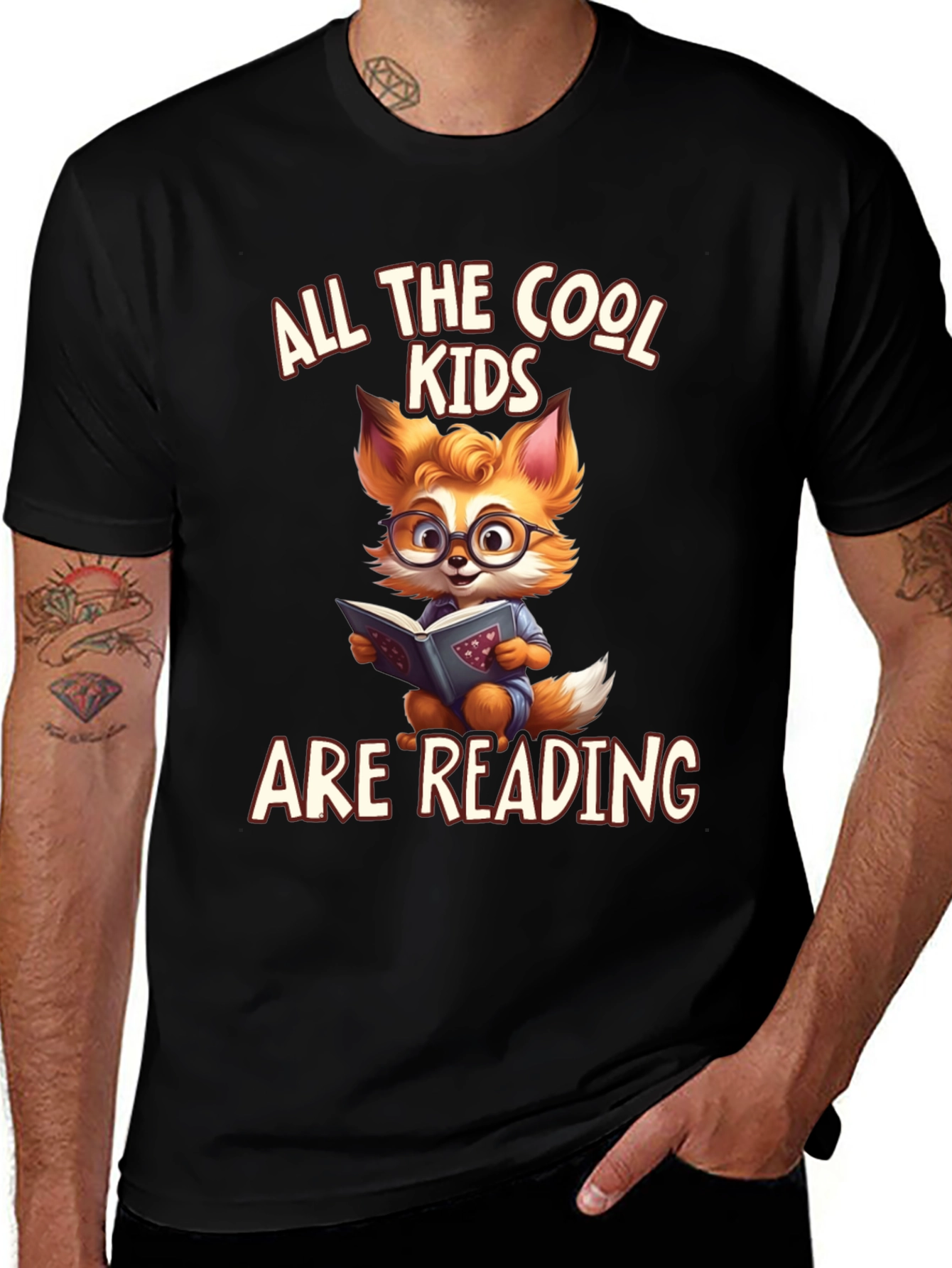 Cool Kids Reading T-Shirt - Fox Bookworm Design