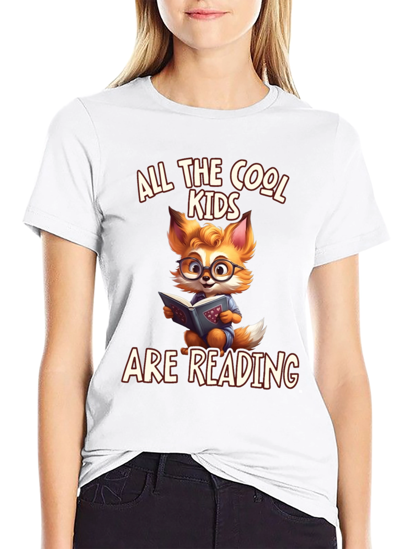 Cool Kids Reading T-Shirt - Fox Bookworm Design