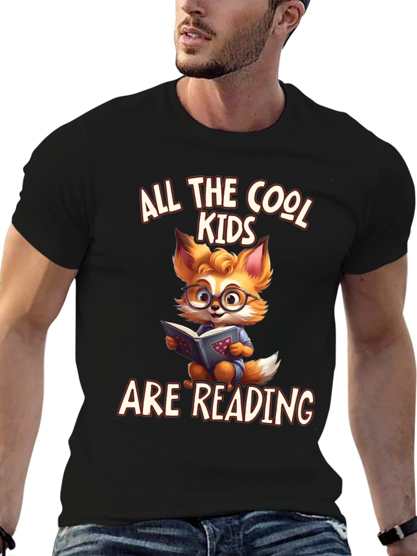 Cool Kids Reading T-Shirt - Fox Bookworm Design
