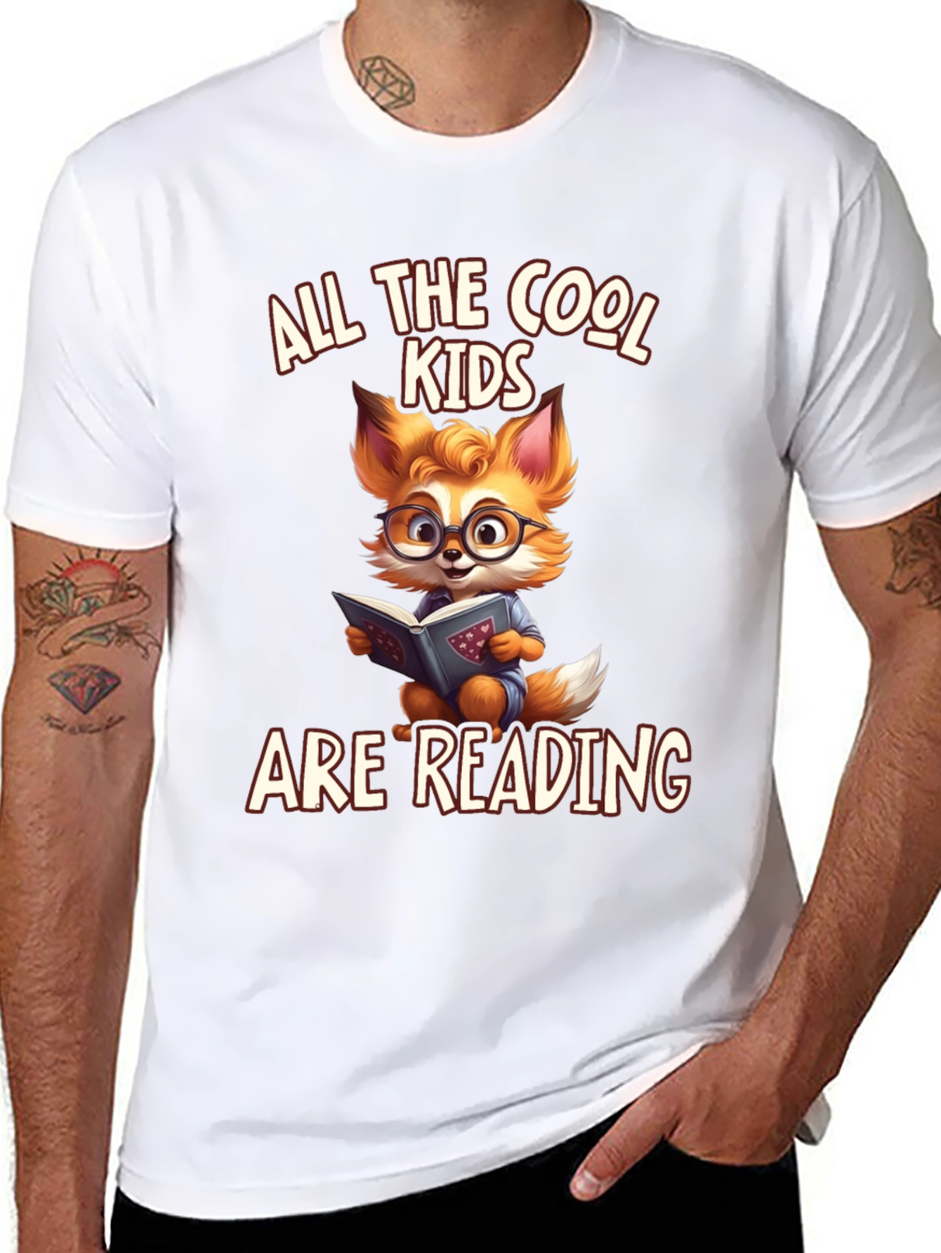 Cool Kids Reading T-Shirt - Fox Bookworm Design